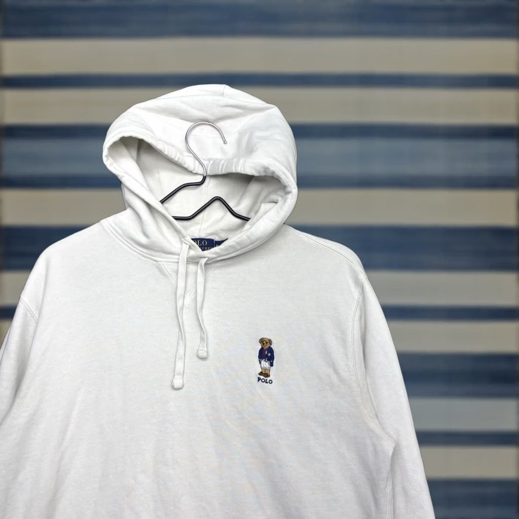 Polo Ralph Lauren Polo Ralph Lauren Polo Bear Hoodie Mens M Embroidered White Bear Graphic Print Pullover Crew Neck Fleece Size US M / EU 48-50 / 2 - 1 Thumbnail