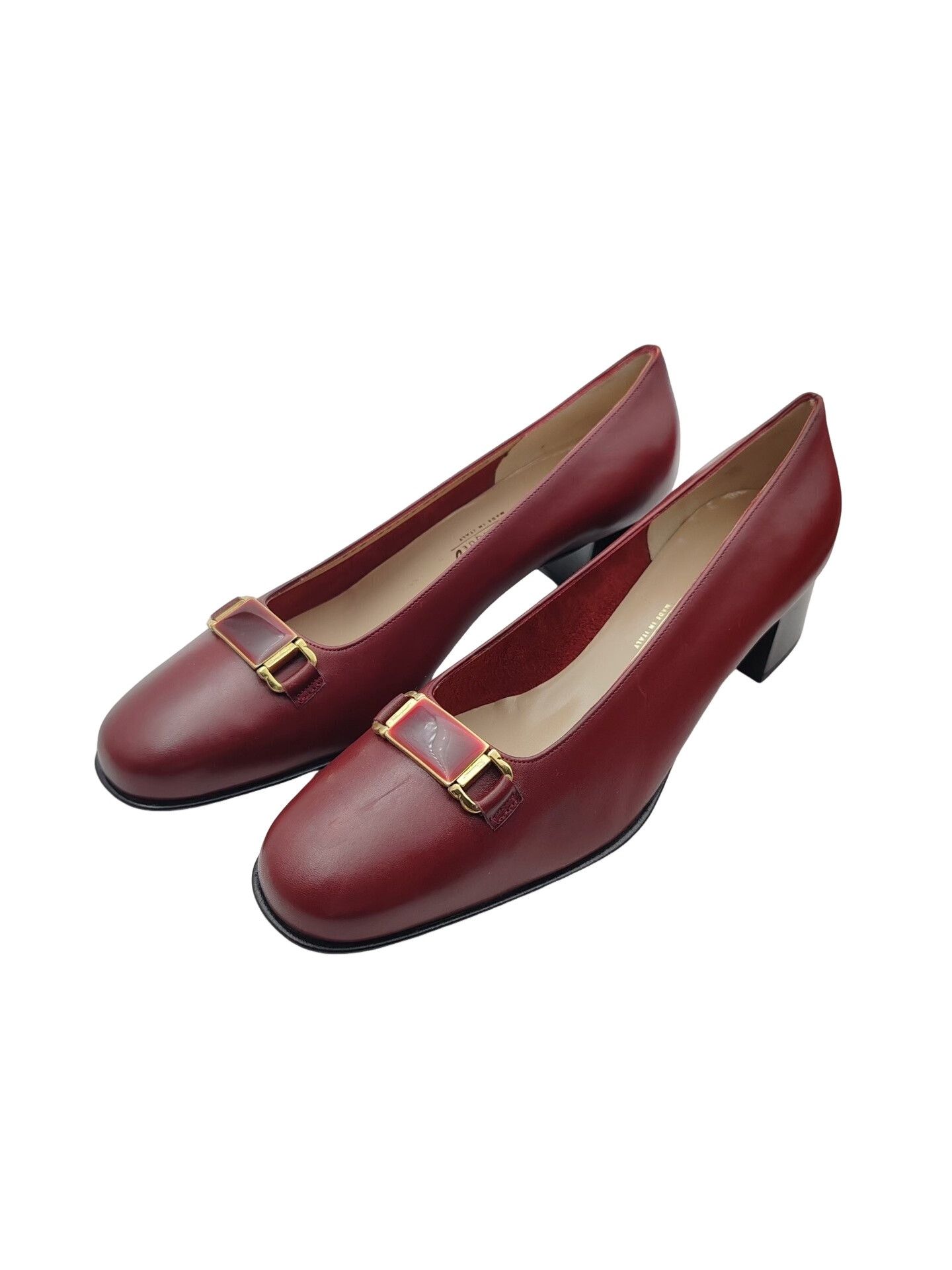 Salvatore Ferragamo Salvatore Ferragamo Burgundy Cartolina Block Heels Size 7.5 Size US 7.5 / IT 37.5 - 1 Thumbnail