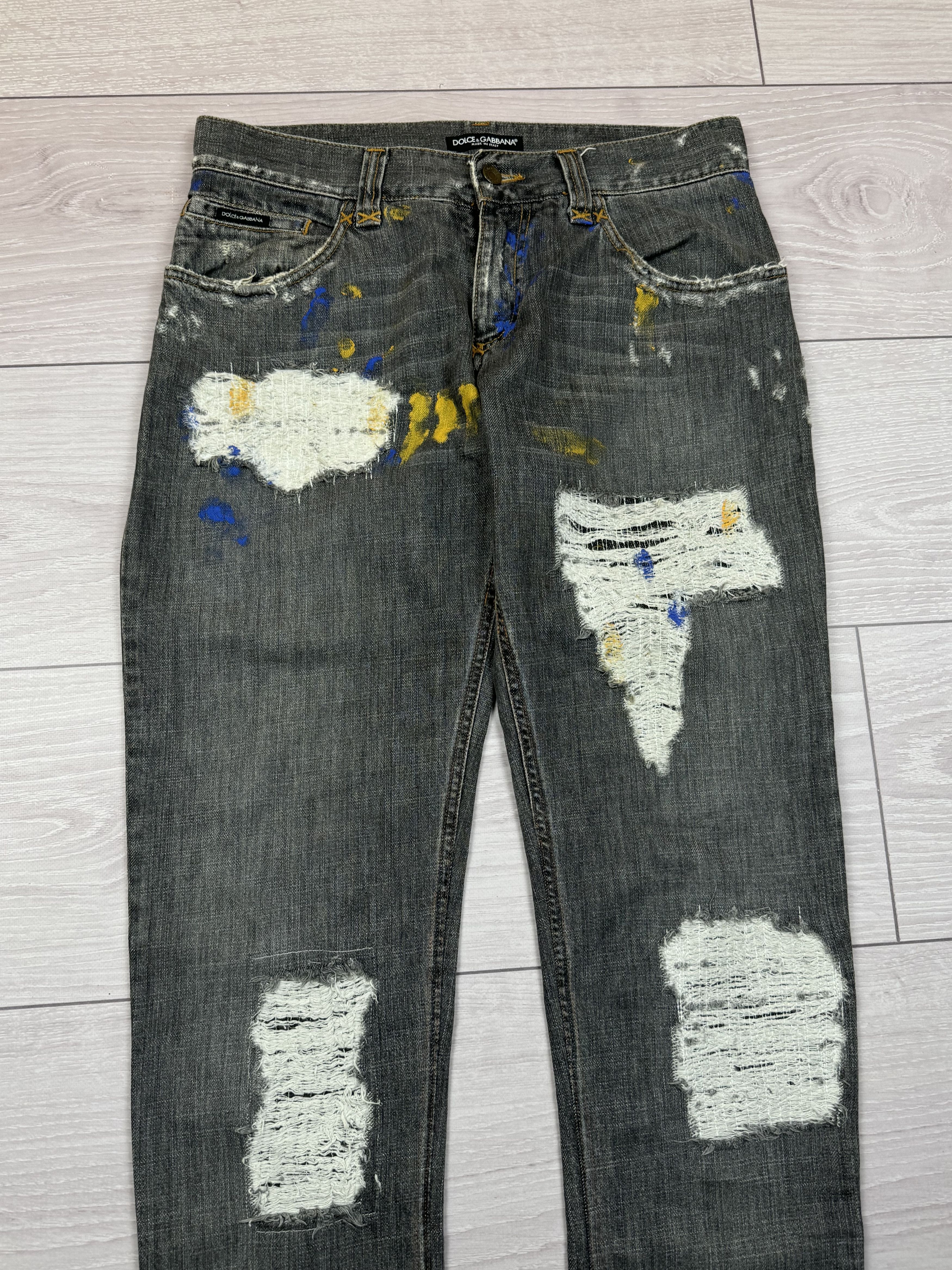 Dolce & Gabbana Dolce & Gabbana printed distressed denim jeans Size US 33 - 3 Thumbnail