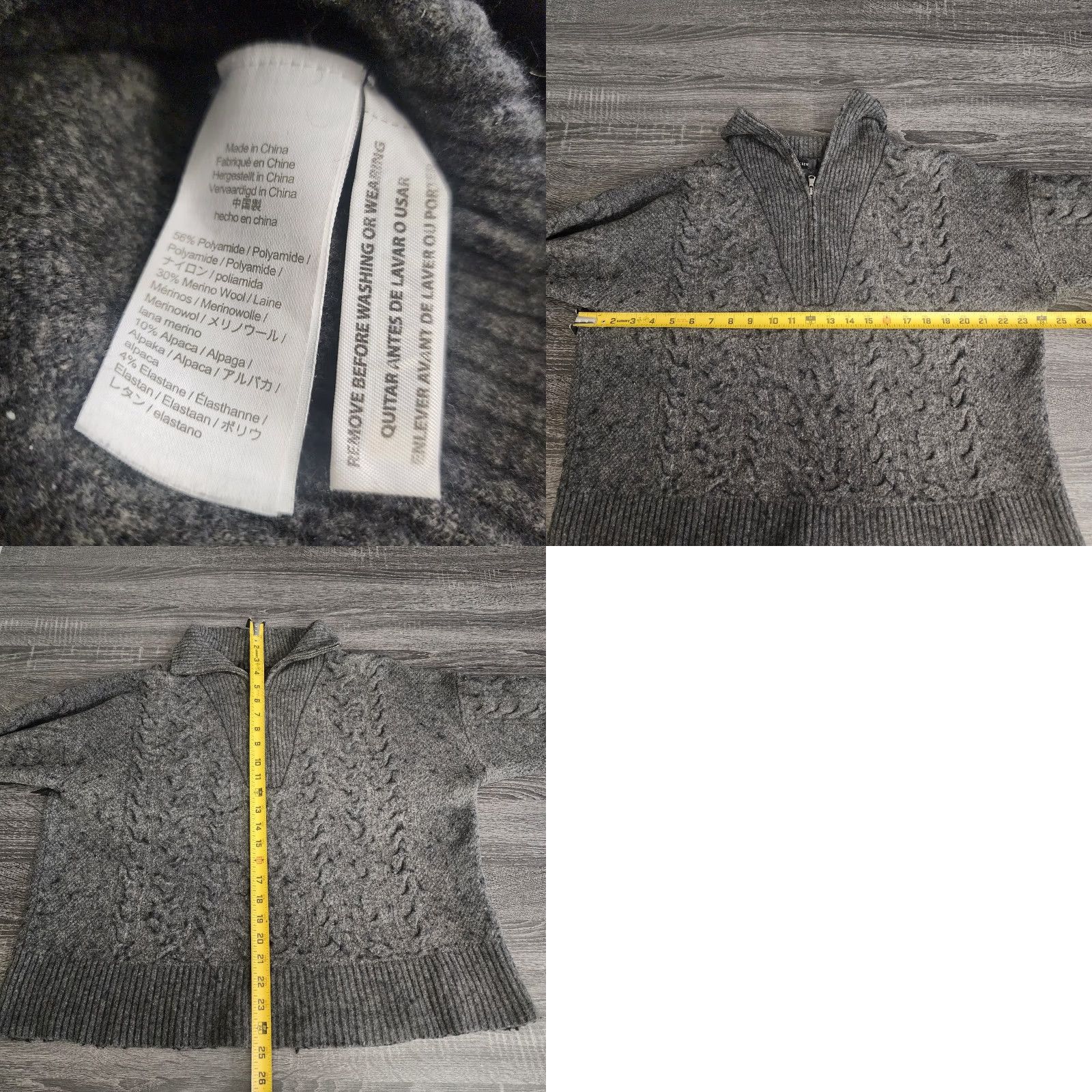 J.Crew J.CREW Cable Knit Sweater Women Medium Gray 1/2 Zip Merino Wool Alpaca Polyamide Knit Pullover Mock Neck Long Sleeve Casual Travel Regular M Womens Size M / US 6-8 / IT 42-44 - 8 Thumbnail