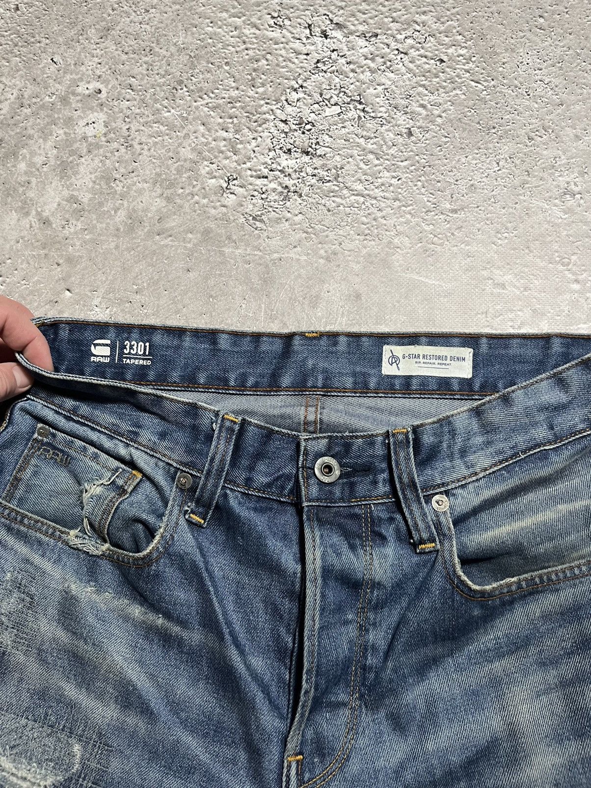 G-Star × Japanese Brand G Star Distressed Restored Denim Jeans Pants Size US 31 - 8 Thumbnail