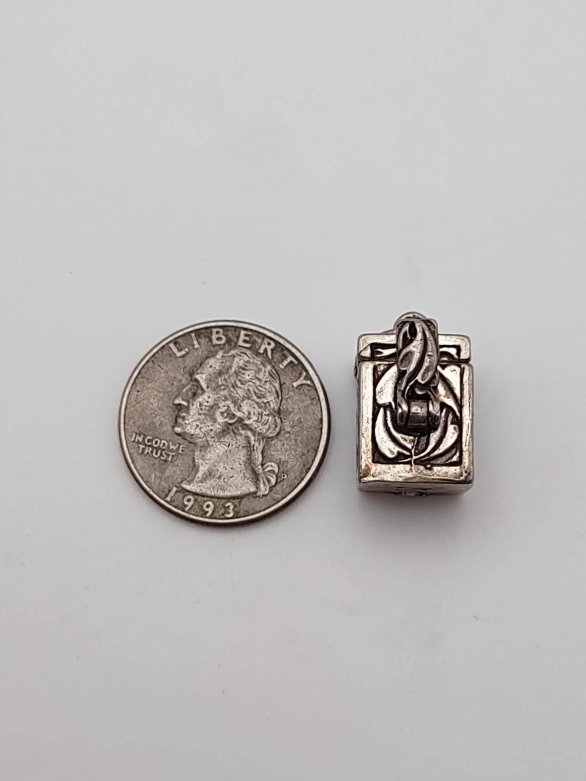 Sterling Silver Vintage Sterling Silver Square Locket Pendant - 9.57g Size ONE SIZE - 4 Thumbnail