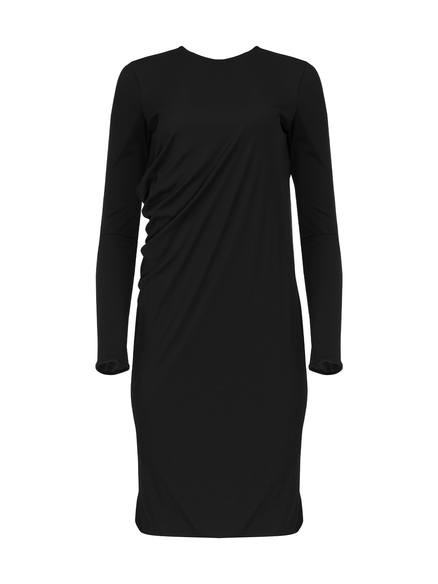 Salvatore Ferragamo Ferragamo black asymmetric draped long sleeve dress Size M / US 6-8 / IT 42-44 - 1 Thumbnail