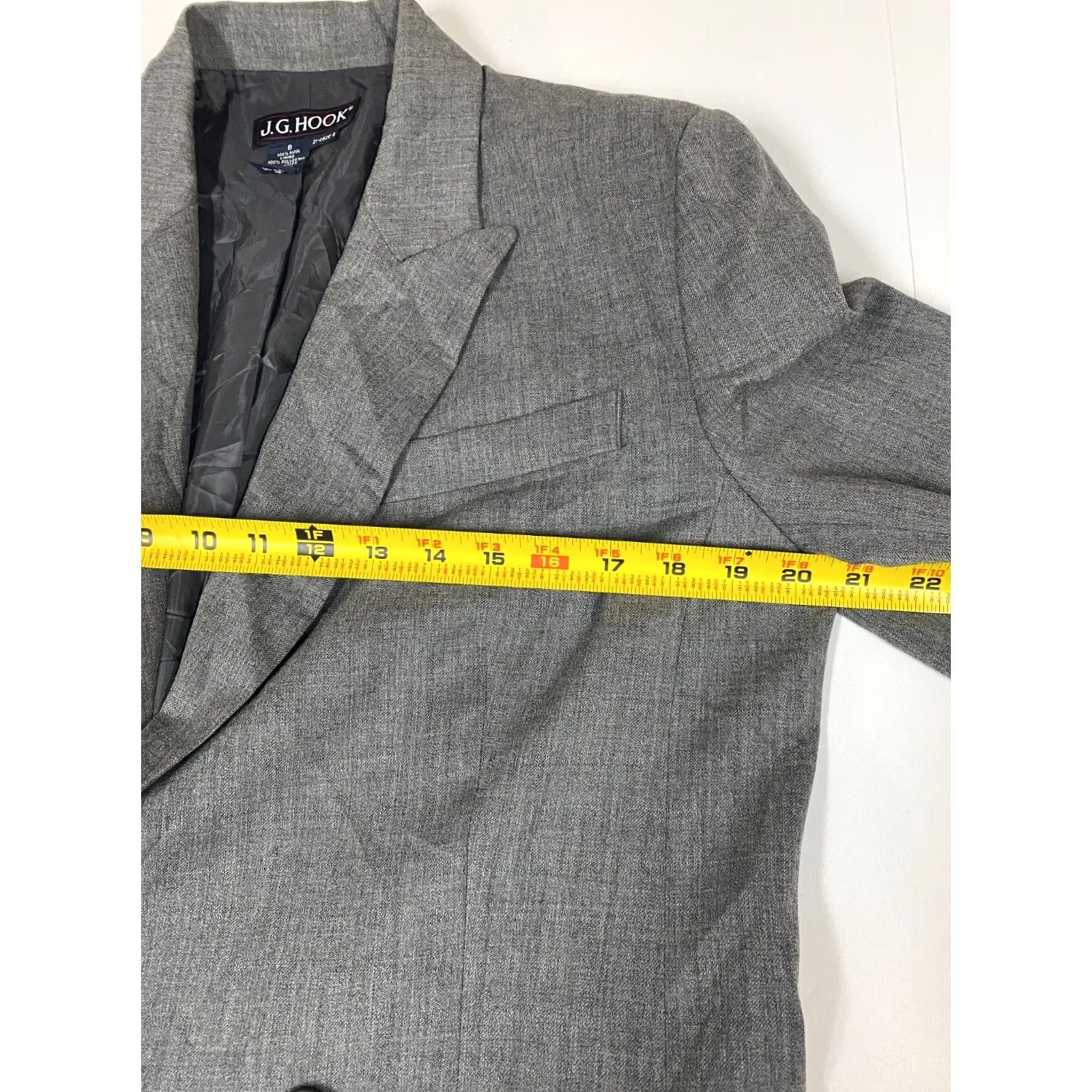 Vintage J.G. Hook Blazer Womens 8 Gray Wool Single-Breasted Notch Lapel Lined Check Modern Winter Size M / US 6-8 / IT 42-44 - 7 Thumbnail