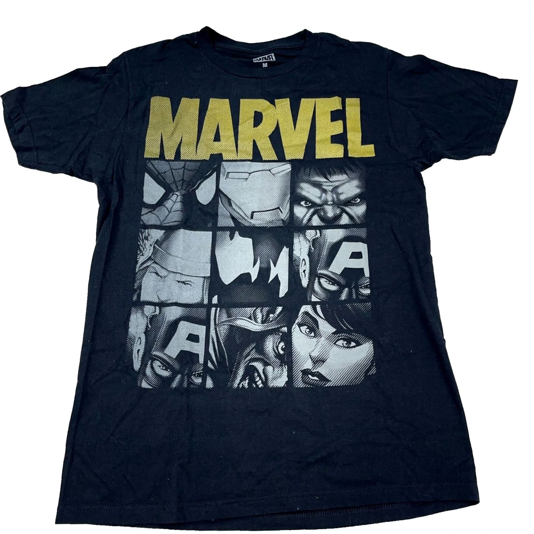 Vintage Marvel Shirt Men Medium Black Tee Super Hero Comics Spider Man Iron Hulk Retro M Size US M / EU 48-50 / 2 - 2 Thumbnail