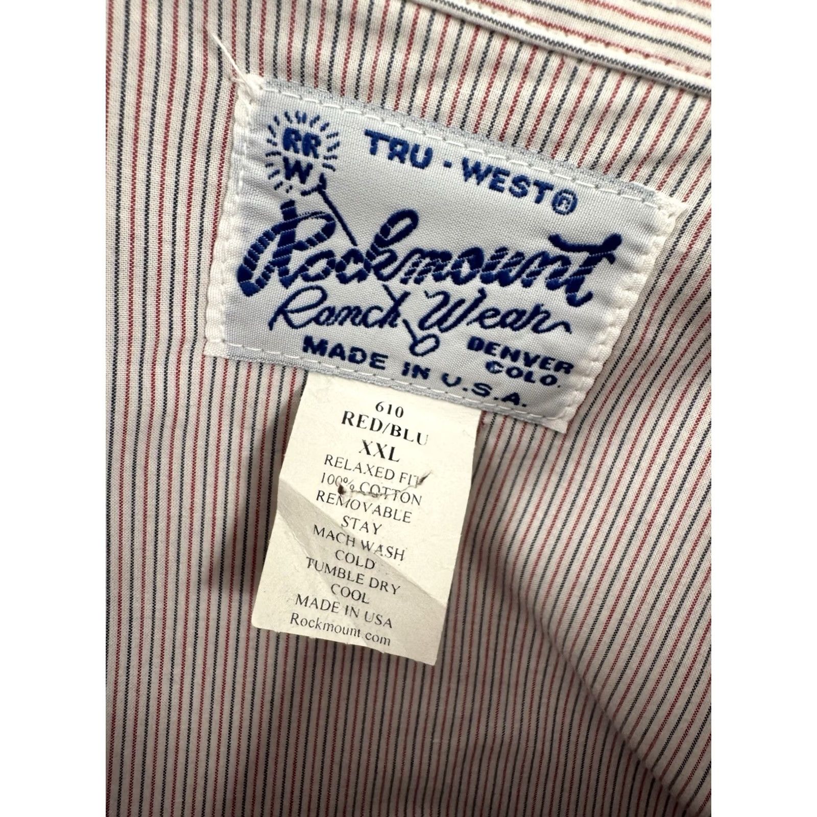 Vintage ROCKMOUNT RANCH PINSTripe Sawtooth Pearl Snap XXL Western Shirt Size US XL / EU 56 / 4 - 6 Thumbnail