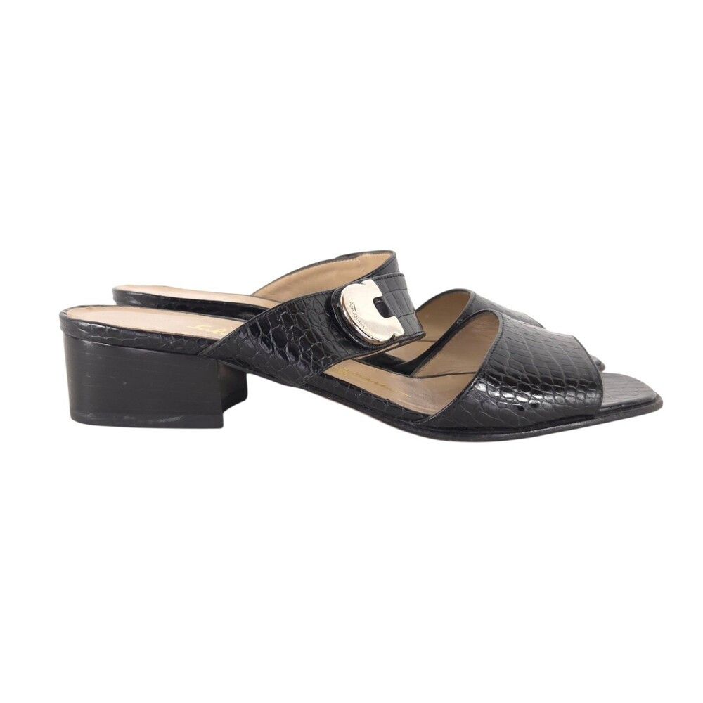 Salvatore Ferragamo Vintage Salvatore Ferragamo Croc Embossed Gancini Sandal 4.5 Size US 4.5 / IT 34.5 - 3 Thumbnail