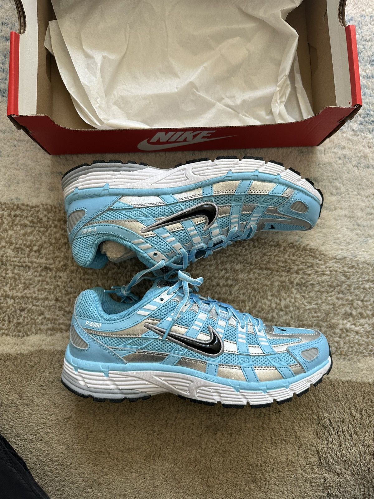 Nike Nike P-6000 Aquarius Blue Metallic Silver White CD6404-401 Size US 7.5 / EU 40-41 - 2 Thumbnail