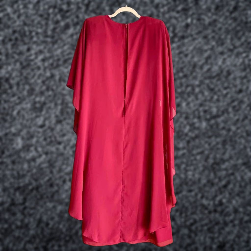 Vintage VINTAGE URSULA OF SWITZERLAND Dress Chiffon Flowy Drape Feathers 12 Pink 1980s Eveningwear Size XL / US 12-14 / IT 48-50 - 1 Thumbnail