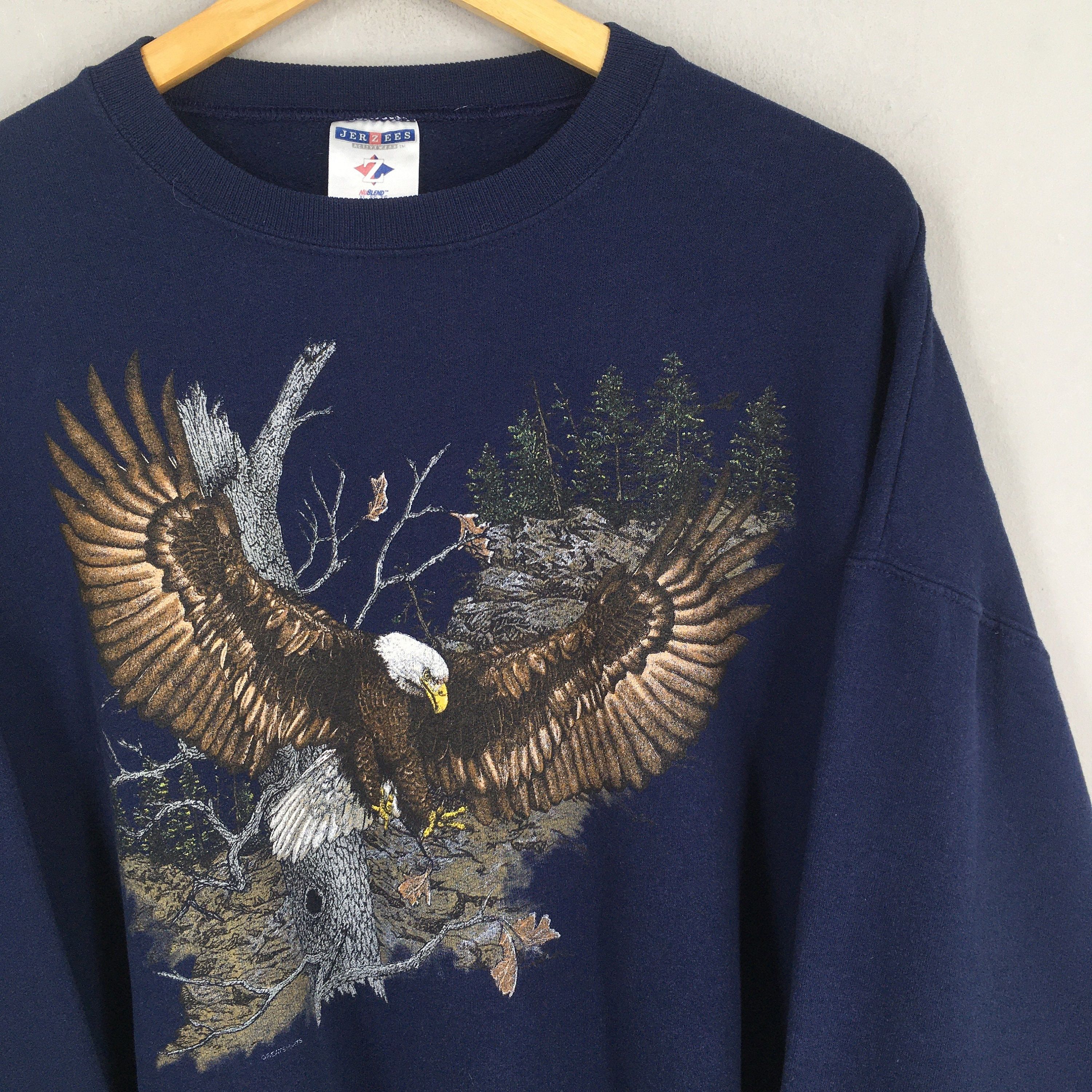 Habitat Vintage 90s Alaska Eagles Blue Sweatshirt XLarge Size US XL / EU 56 / 4 - 2 Thumbnail