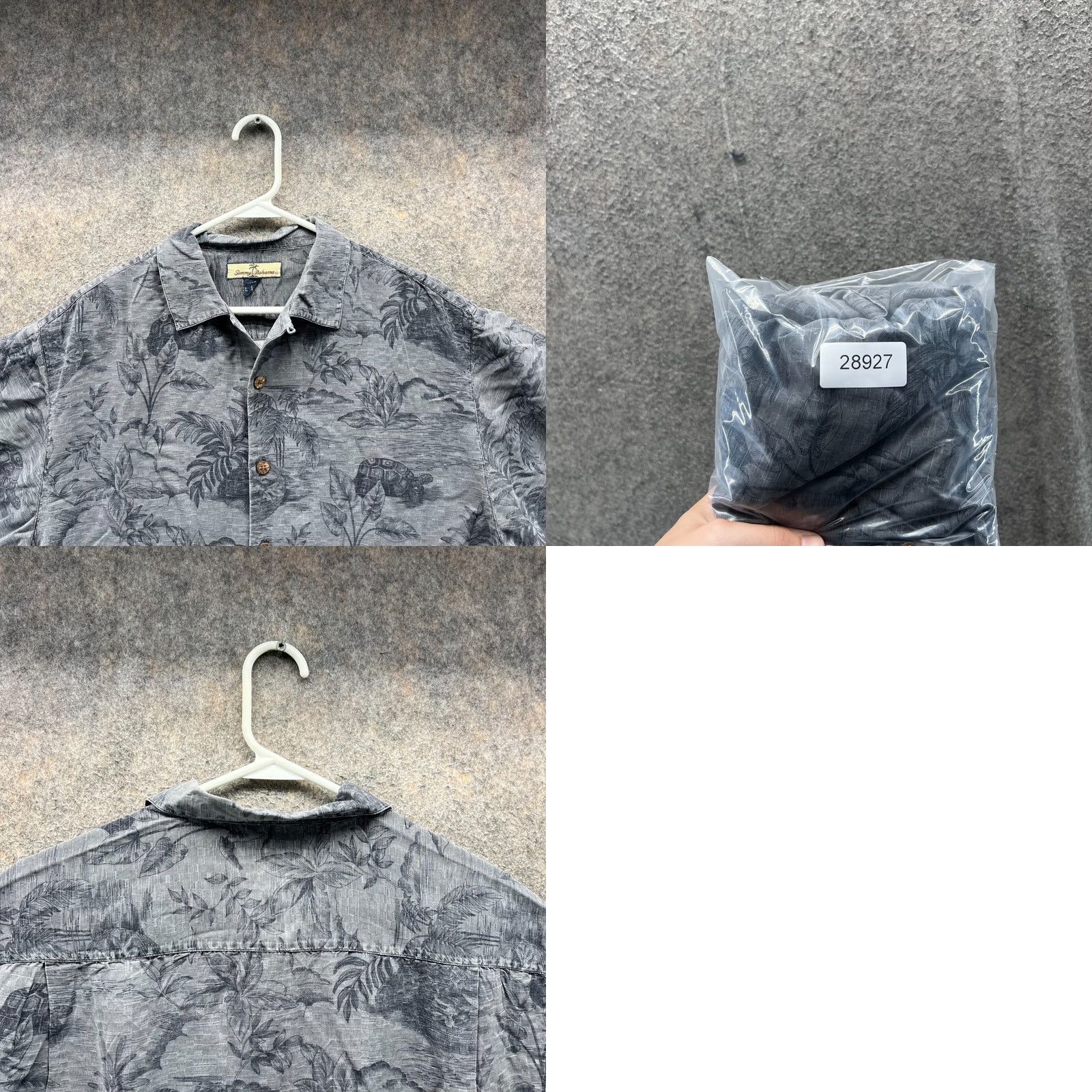 Tommy Bahama VINTAGE Tommy Bahama Shirt Men Medium Gray Button Down Silk Hawaiian Turtle Print Floral Shirt Size US M / EU 48-50 / 2 - 8 Thumbnail