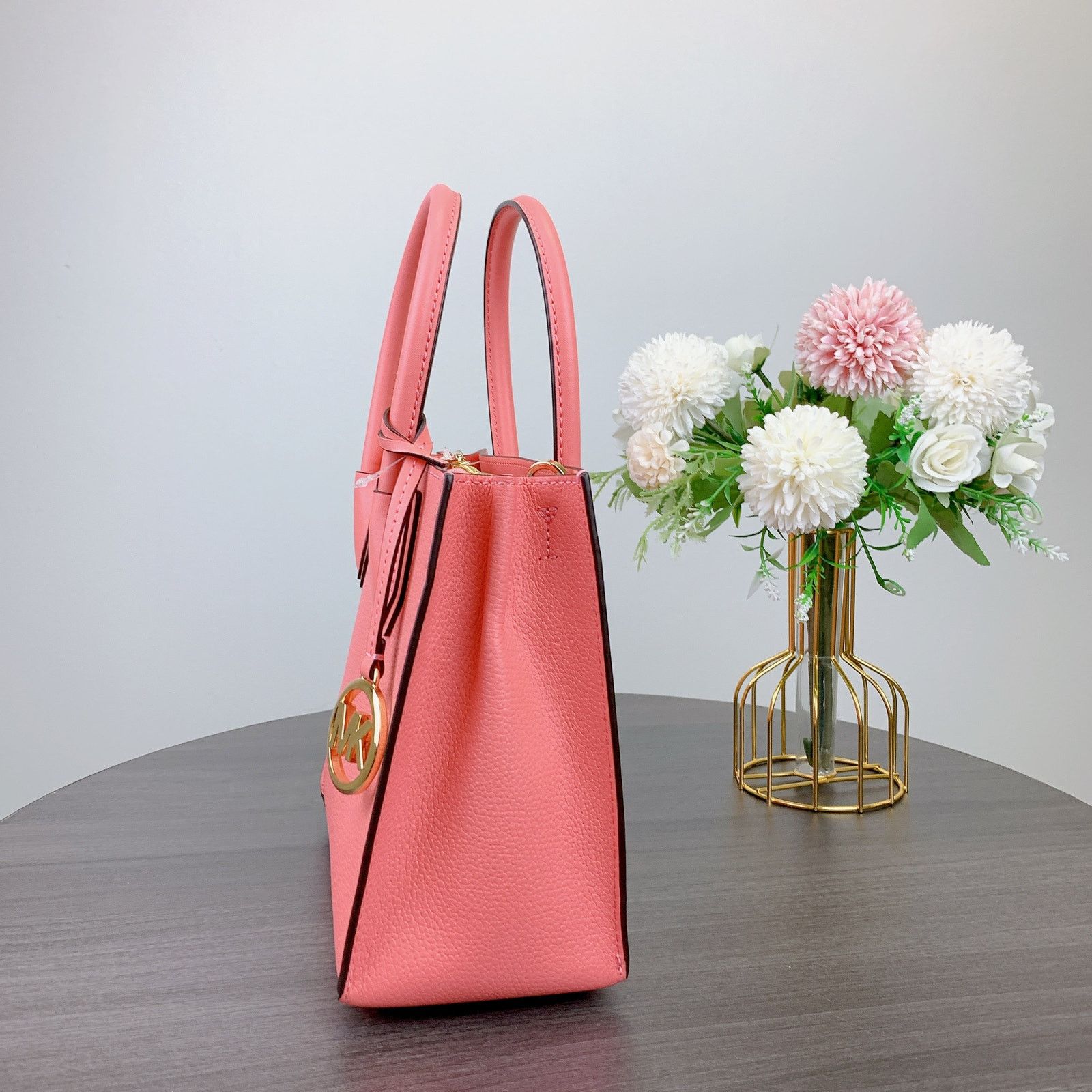 Michael Kors Michael Kors 35S1GM9M2L Mercer Pebbled Leather IN GRAPEFRUIT Size ONE SIZE - 4 Thumbnail