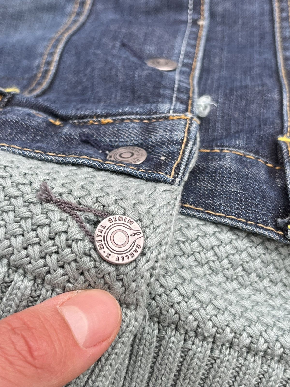 Oakley Oakley Metal Industrial Denim Knitted Avant Gard Jacket Y2K Size S / US 4 / IT 40 - 6 Thumbnail