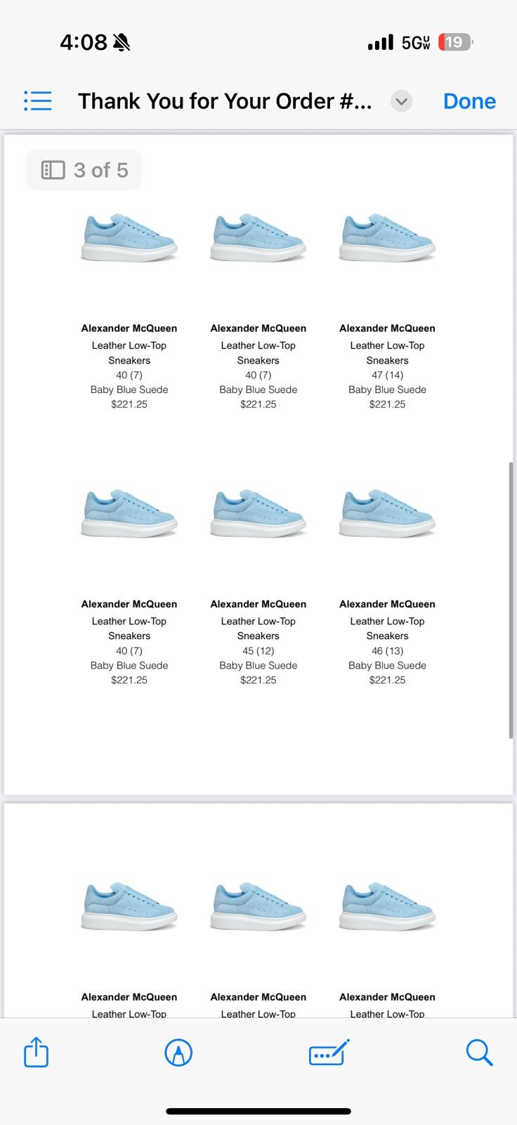 Alexander McQueen Alexander McQueen Oversized Sneaker Suede Powder Blue Size US 12 / EU 45 - 10 Thumbnail