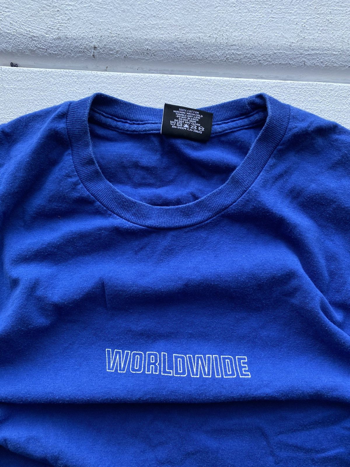 Stussy × Vintage 00s Stussy Worldwide Blue Tour 1980 Logo T Shirt Mens Small Size US S / EU 44-46 / 1 - 5 Thumbnail