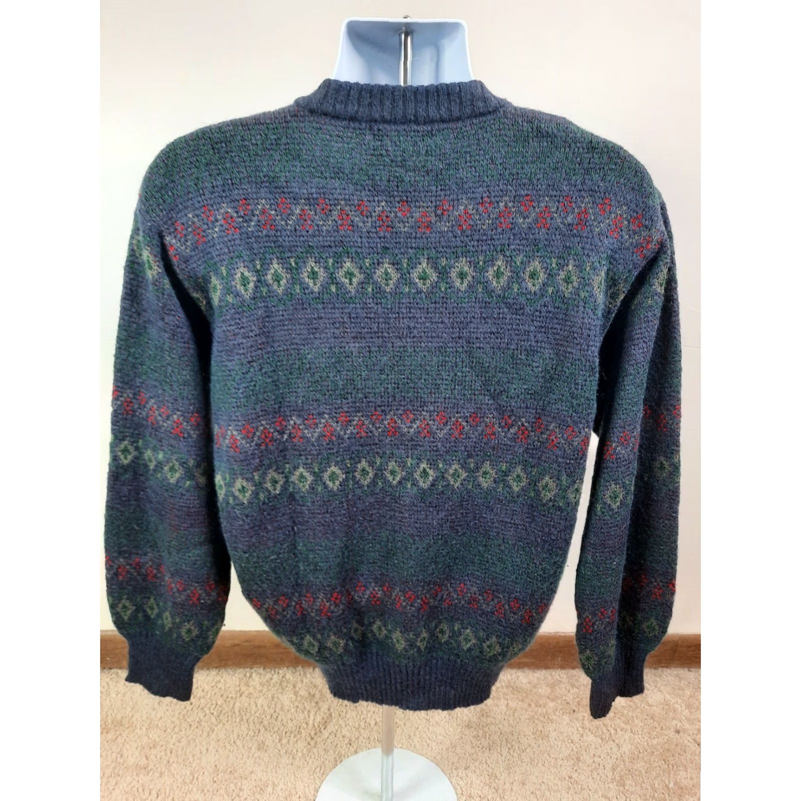 Vintage VINTAGE Pulligan Acrylic Fair Isle Crewneck Sweater Shirt Blue M 1980s Mens Jes? Size US M / EU 48-50 / 2 - 5 Thumbnail