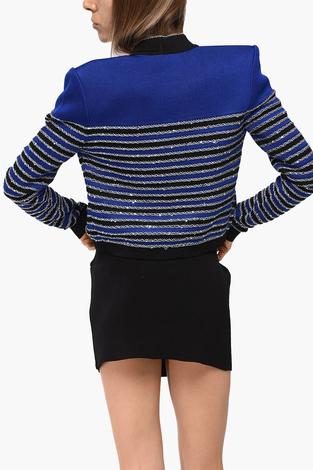 Balmain og1mm0326 Striped Cardigan in Blue Size S / US 4 / IT 40 - 4 Thumbnail