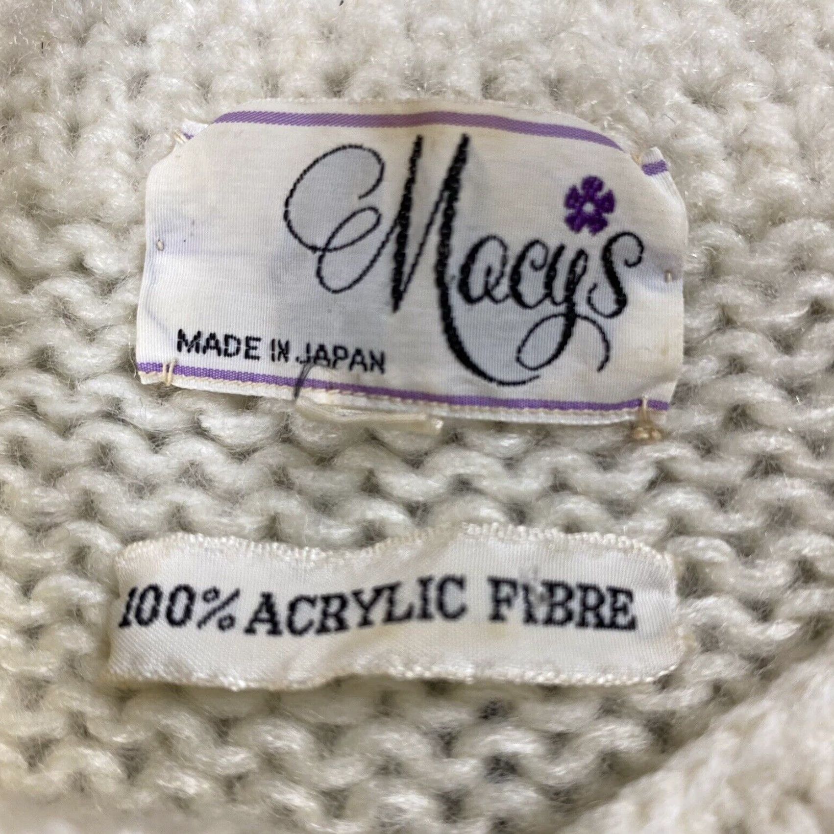 Vintage VINTAGE Macy's Knit Button-Up Cardigan - Womens - Ivory - 1950s GoGo Mod - Size 38 (M/L) Size M / US 6-8 / IT 42-44 - 3 Thumbnail