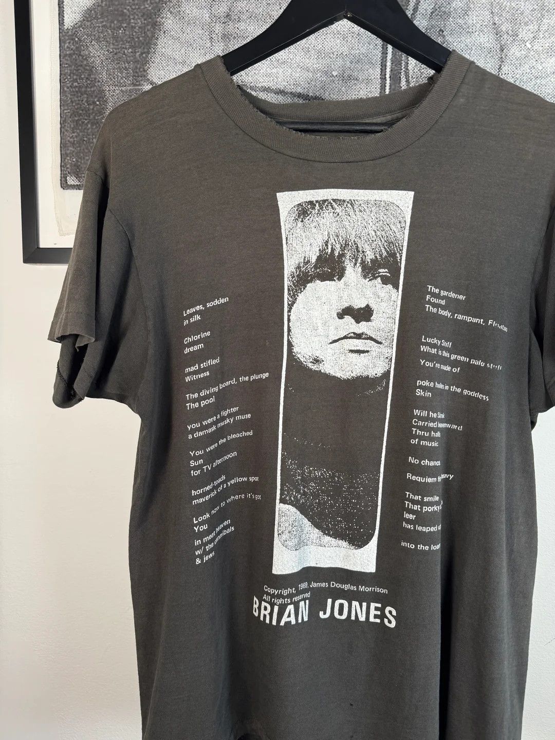 Vintage 🚭 MUSEUM LEVEL GRAIL🚭 70s/80s BRIAN JONES JIM MORRISON TEE Size US L / EU 52-54 / 3 - 2 Thumbnail
