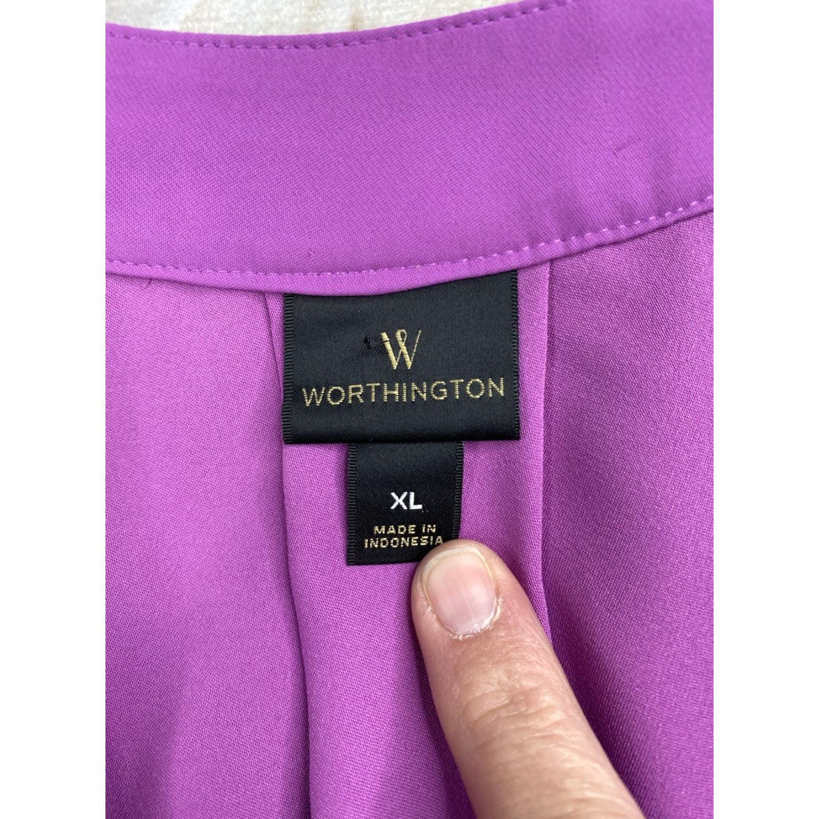 Worthington Worthington Tunic Mini Dress Womens XL Purple V Neck Sleeveless Pleated Casual Dress Size XL / US 12-14 / IT 48-50 - 3 Thumbnail