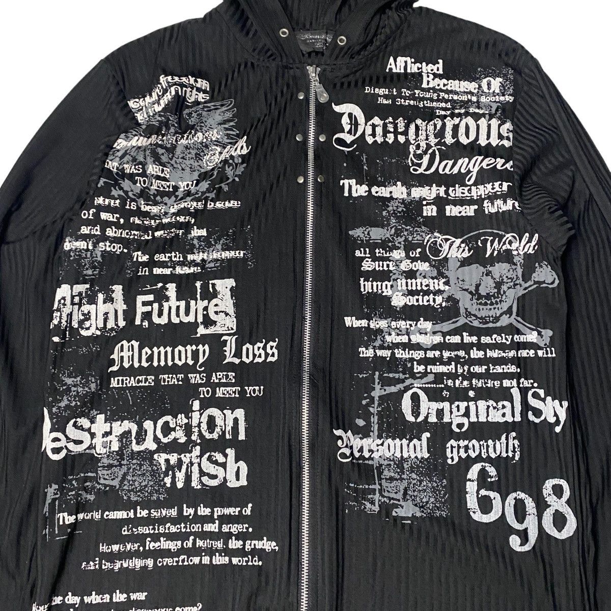 14th Addiction 2000's Beaumere Skull Poem Thermal Zip Hoodie Size US M / EU 48-50 / 2 - 3 Thumbnail
