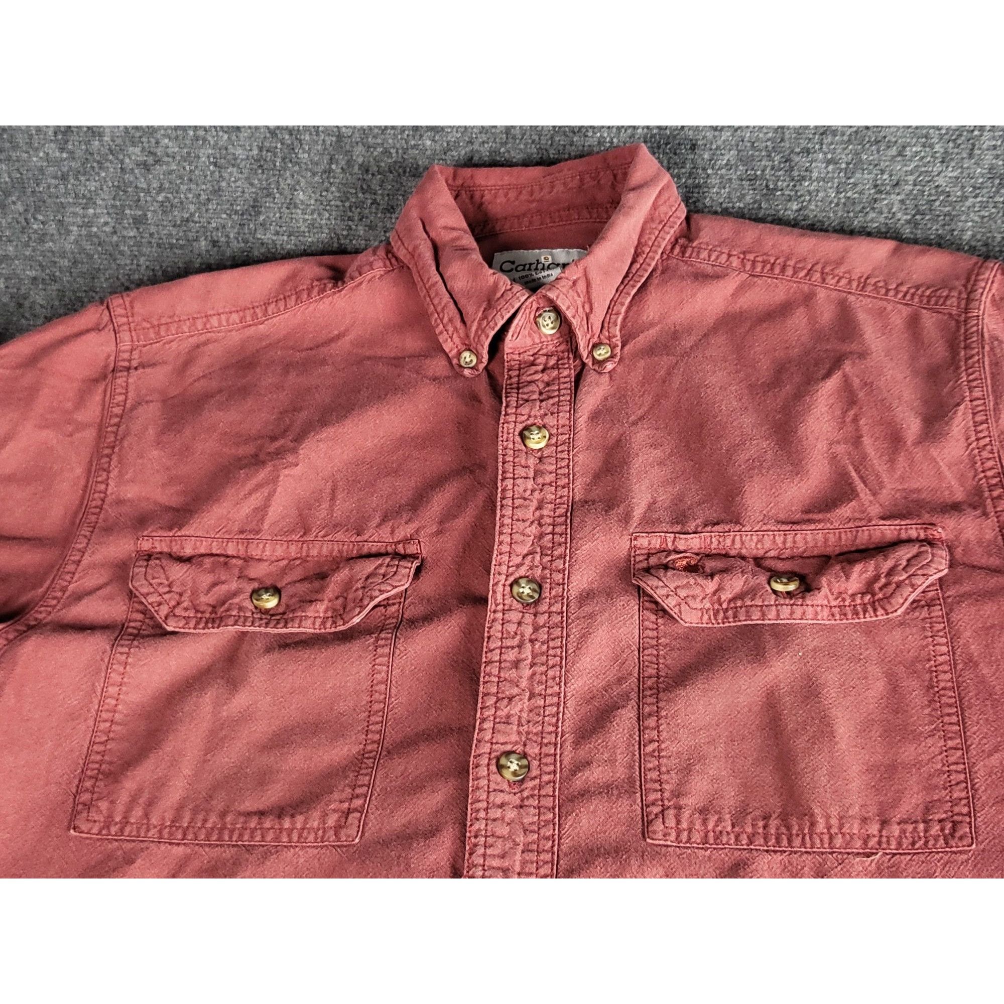 Carhartt Carhartt Button Up Shirt Mens M Crimson Solid Short Sleeve S Size US M / EU 48-50 / 2 - 7 Thumbnail