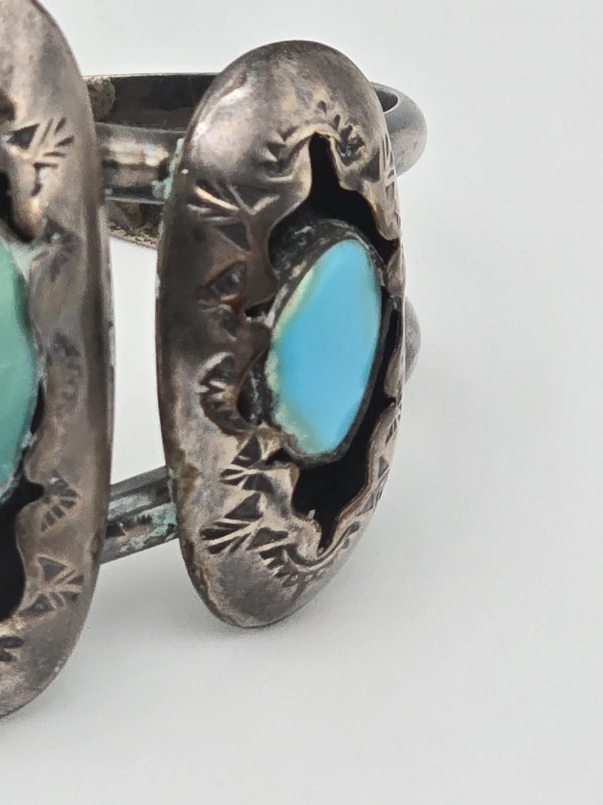 Other Vintage Navajo Style Sterling Silver Turquoise Cuff Bracelet Size ONE SIZE - 4 Thumbnail