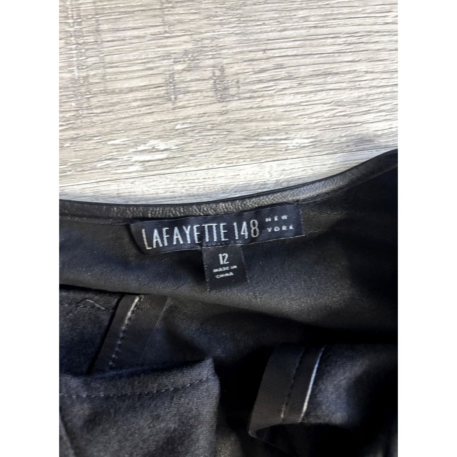 Vintage Lafayette 148 New York Jacket Womens 12 Black Leather Wool Collarless Snap Front Casual Business Women's Jacket Size XL / US 12-14 / IT 48-50 - 2 Thumbnail