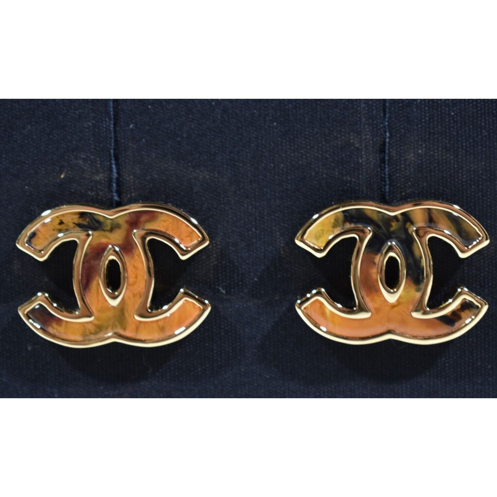 Chanel Chanel Gold Orange Red Interlocking Statement Stud Earrings Size ONE SIZE - 3 Thumbnail