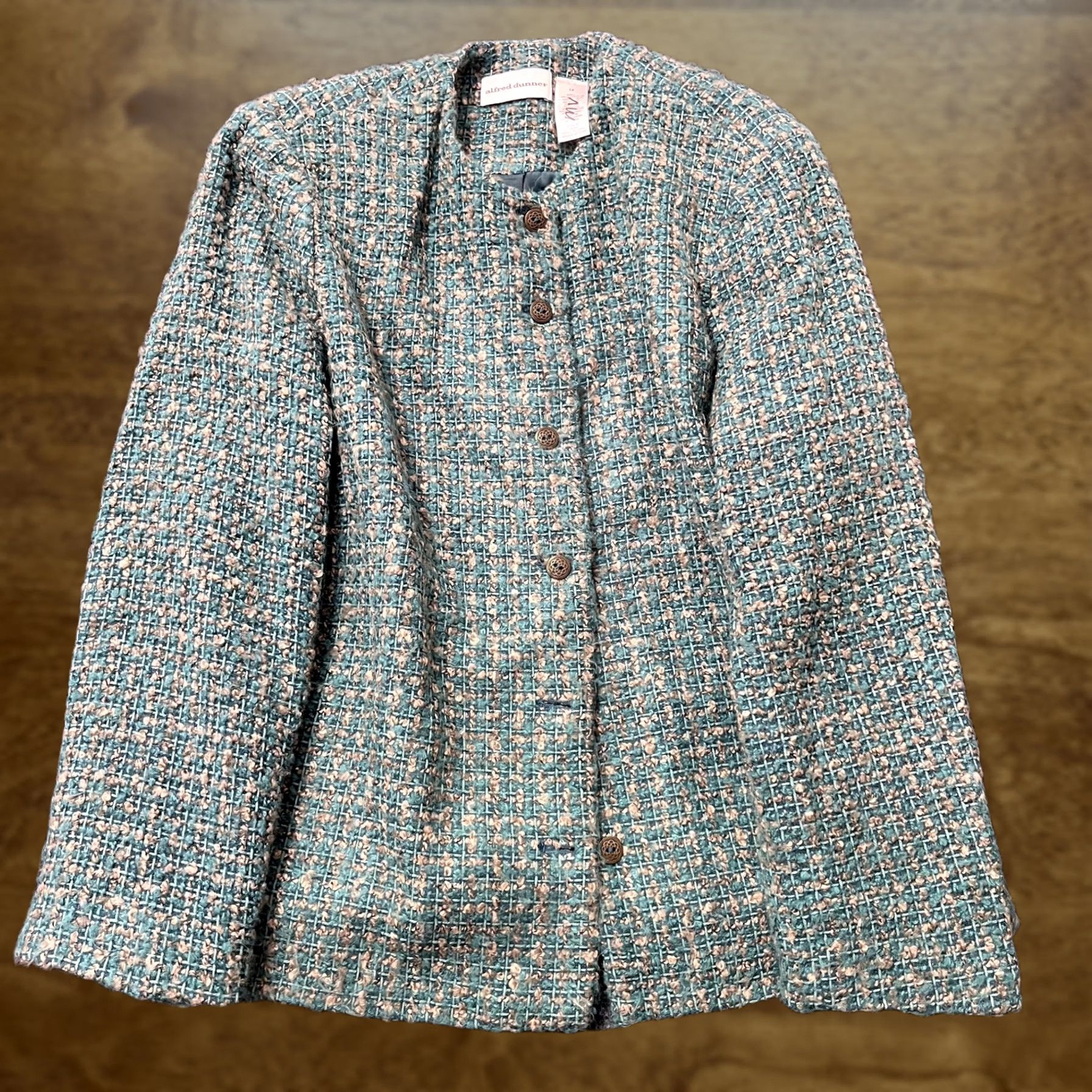 Vintage VINTAGE Alfred Dunner Blazer Jacket Womens 14 Green Tweed Lined Suit Career Blazer Jacket Women 14 Green Tweed Check Lined Polyester Size XL / US 12-14 / IT 48-50 - 1 Thumbnail