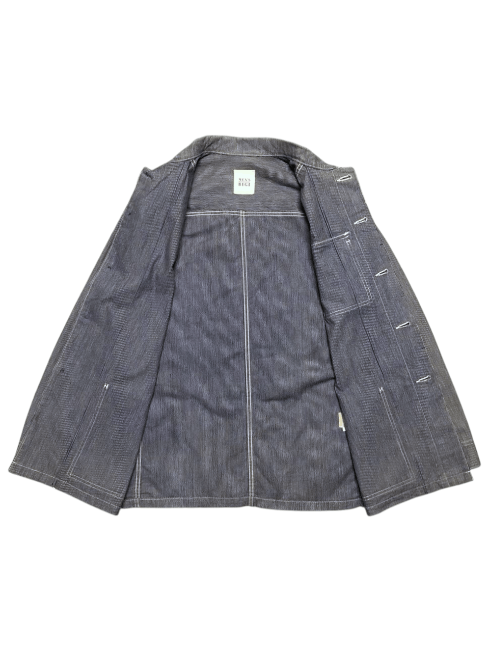 BIGI VINTAGE MEN'S BIGI HICKORY CHORE JACKET MADE IN USA Size US L / EU 52-54 / 3 - 3 Thumbnail