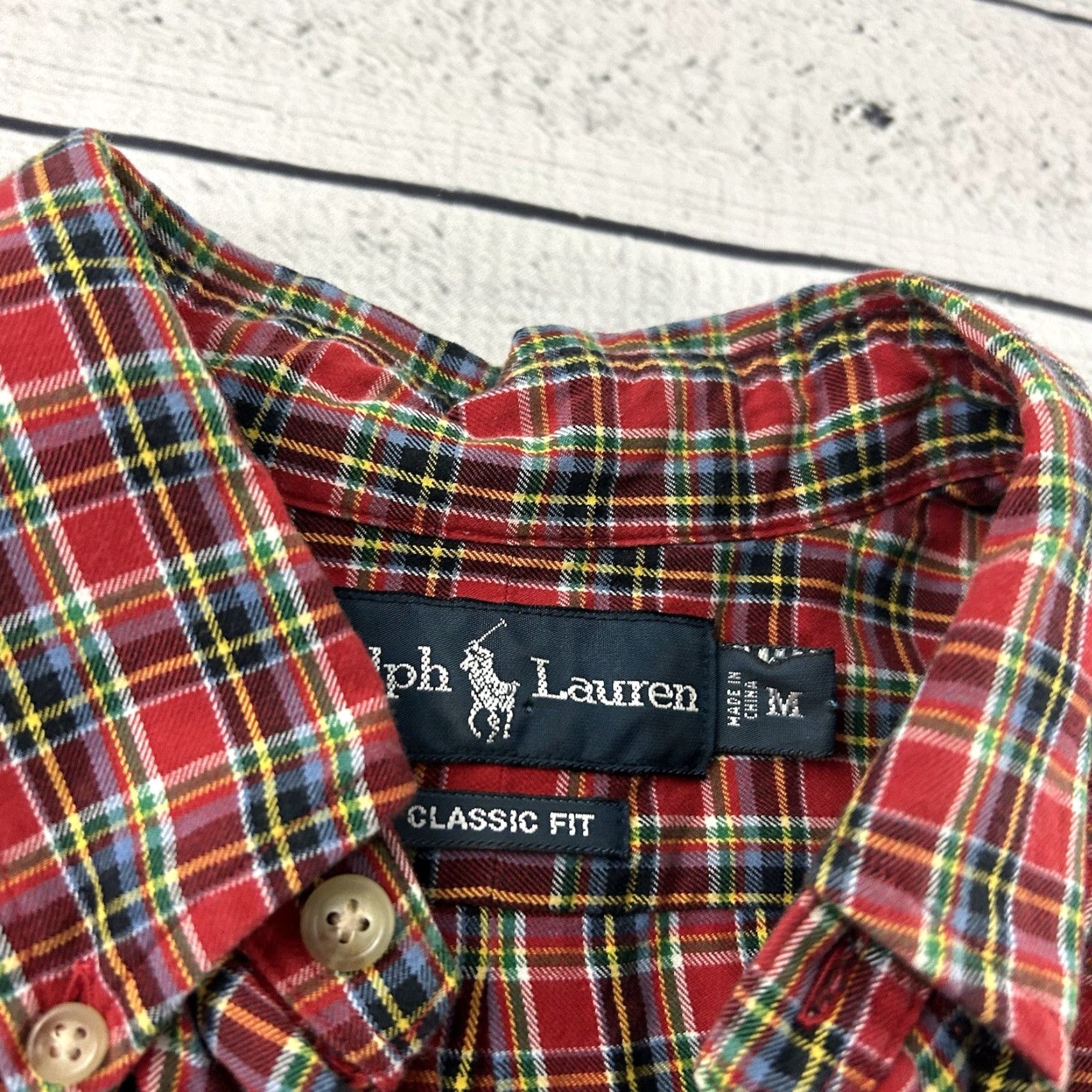 Polo Ralph Lauren Polo Ralph Lauren VTG Plaid Long Sleeve Button Front Shirt Mens M Red Size US M / EU 48-50 / 2 - 2 Thumbnail