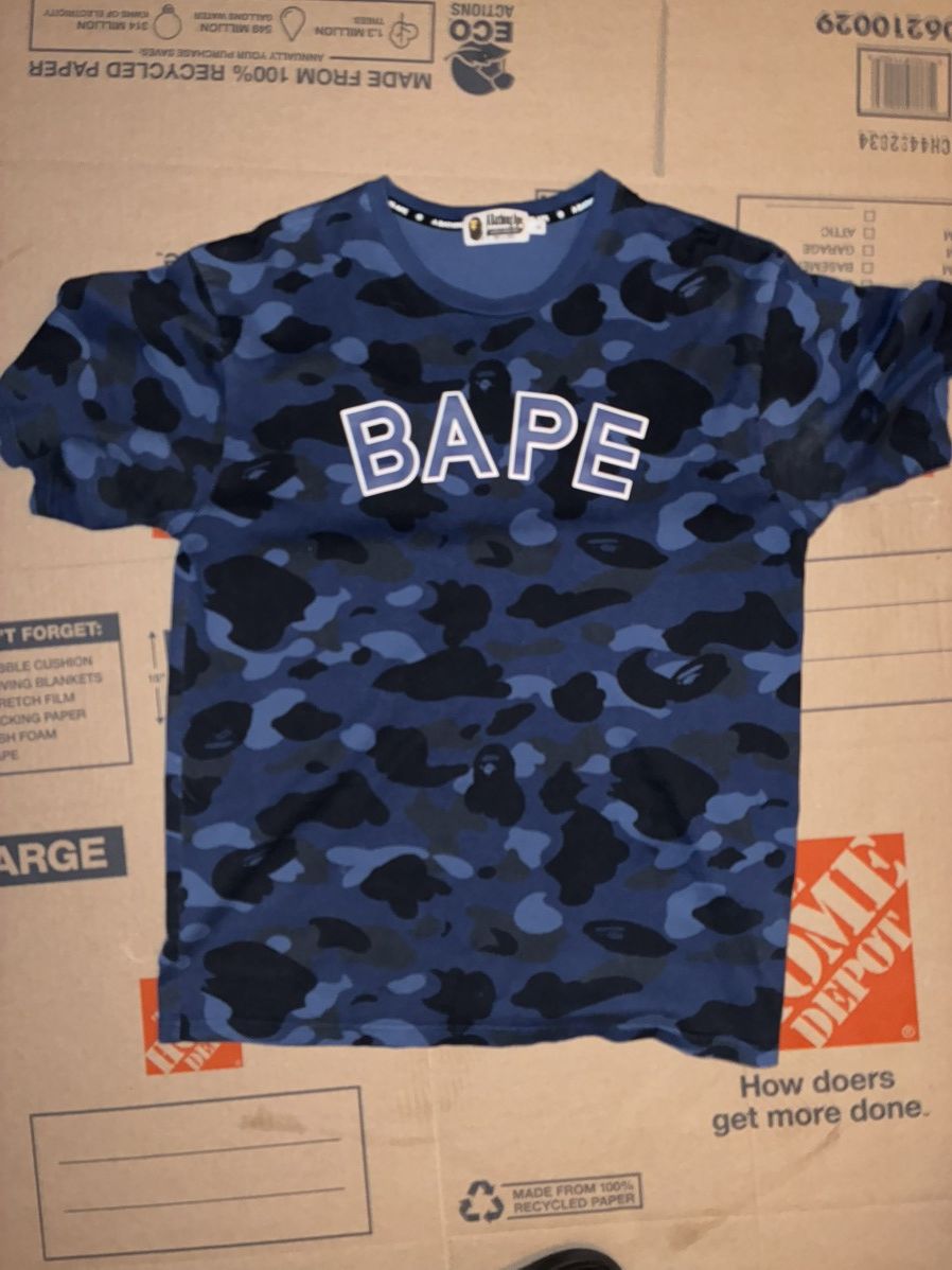 Bape Navy Blue Bape Tee Size US XL / EU 56 / 4 - 1 Thumbnail