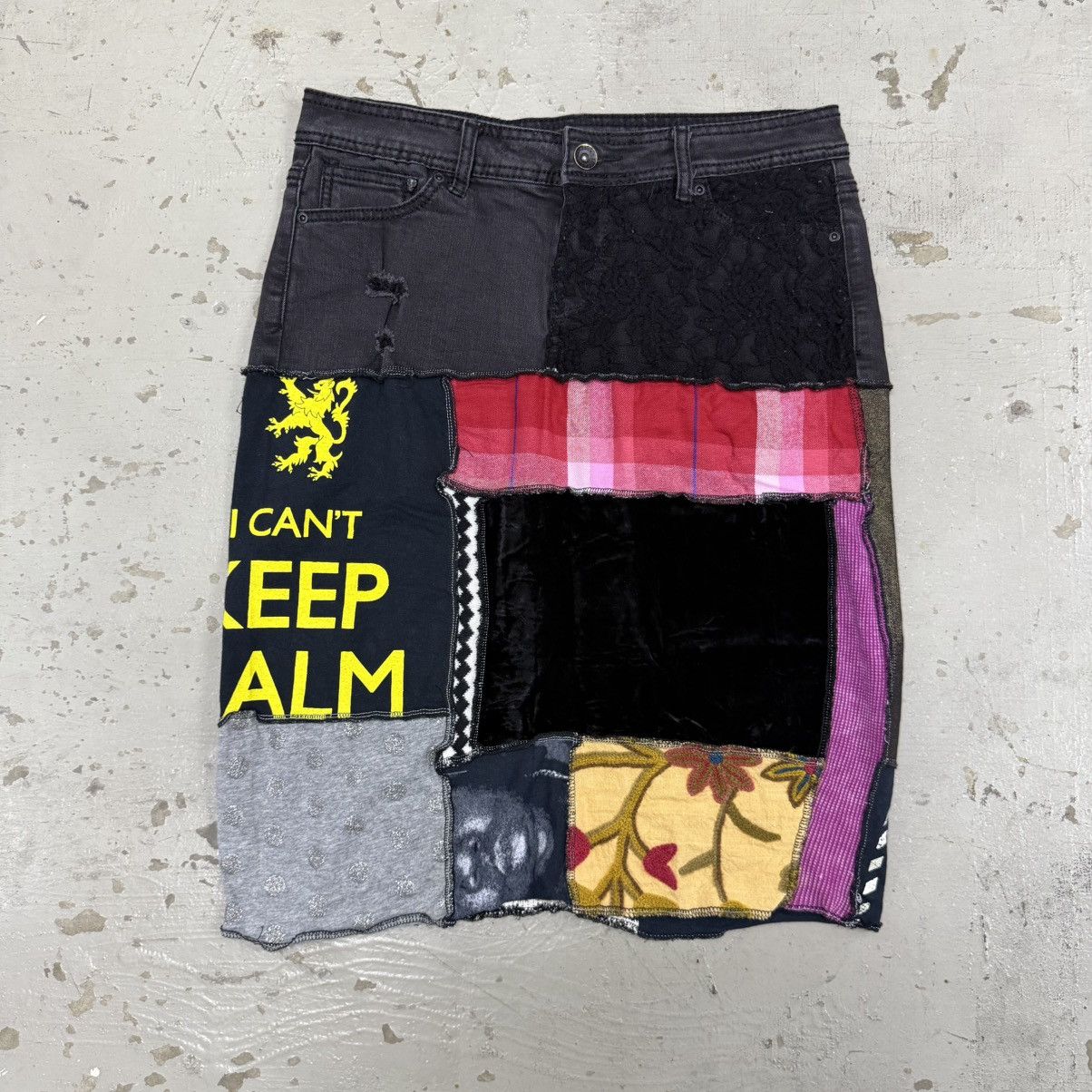 Kapital 1 of 1 Handmade Denim Patchwork Rework Punk Midi Skirt Size 33" - 1 Thumbnail
