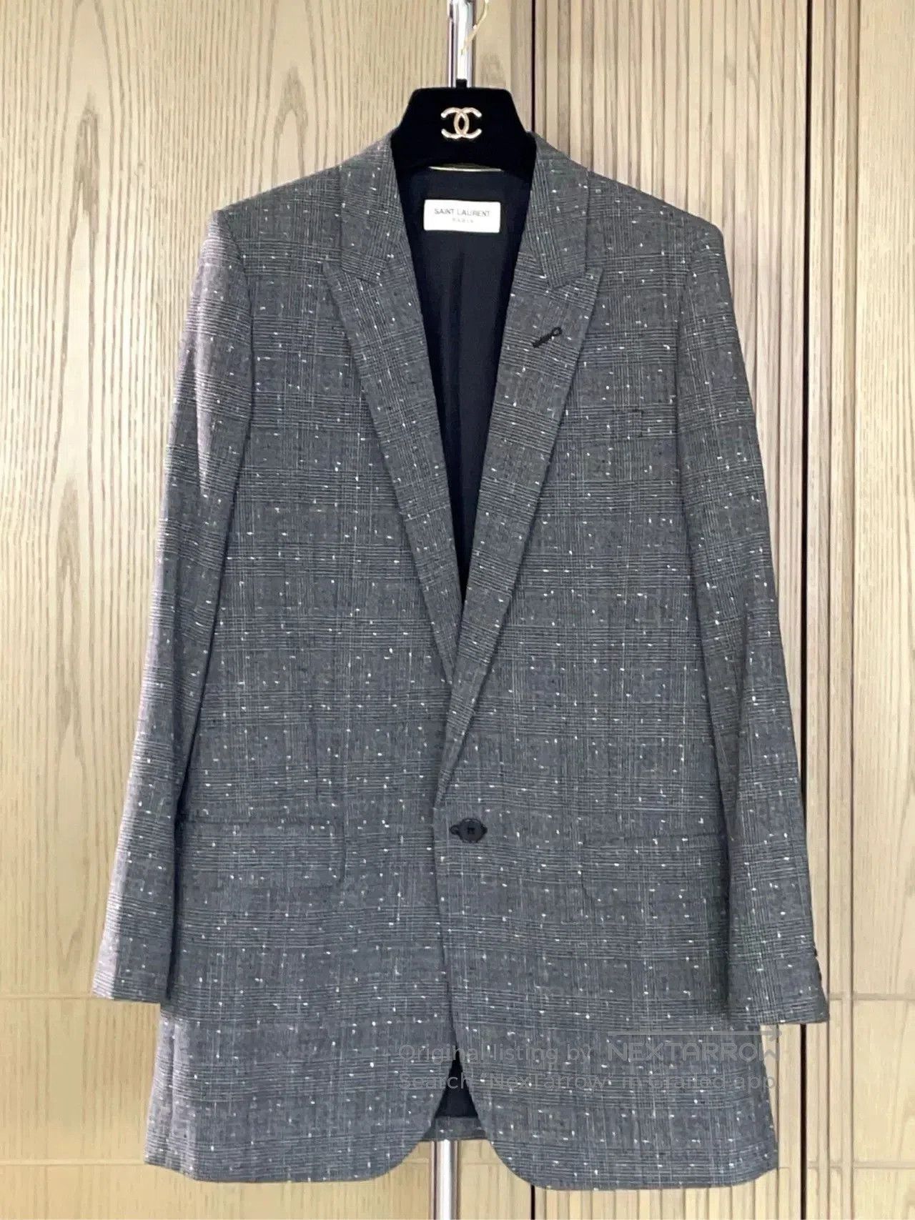 Saint Laurent Paris SAINT LAURENT Gray Check Wool Blazer. Size XXS / US 00 / IT 34 - 4 Thumbnail