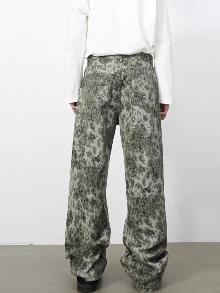 Japanese Brand × Jean Vintage washed camouflage leopard print baggy jeans Size US 30 / EU 46 - 4 Thumbnail