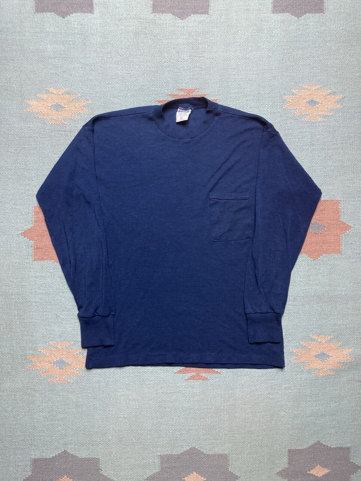 Vintage VTG 70s pocket t shirt thermal base layer navy blue large Size US L / EU 52-54 / 3 - 1 Thumbnail