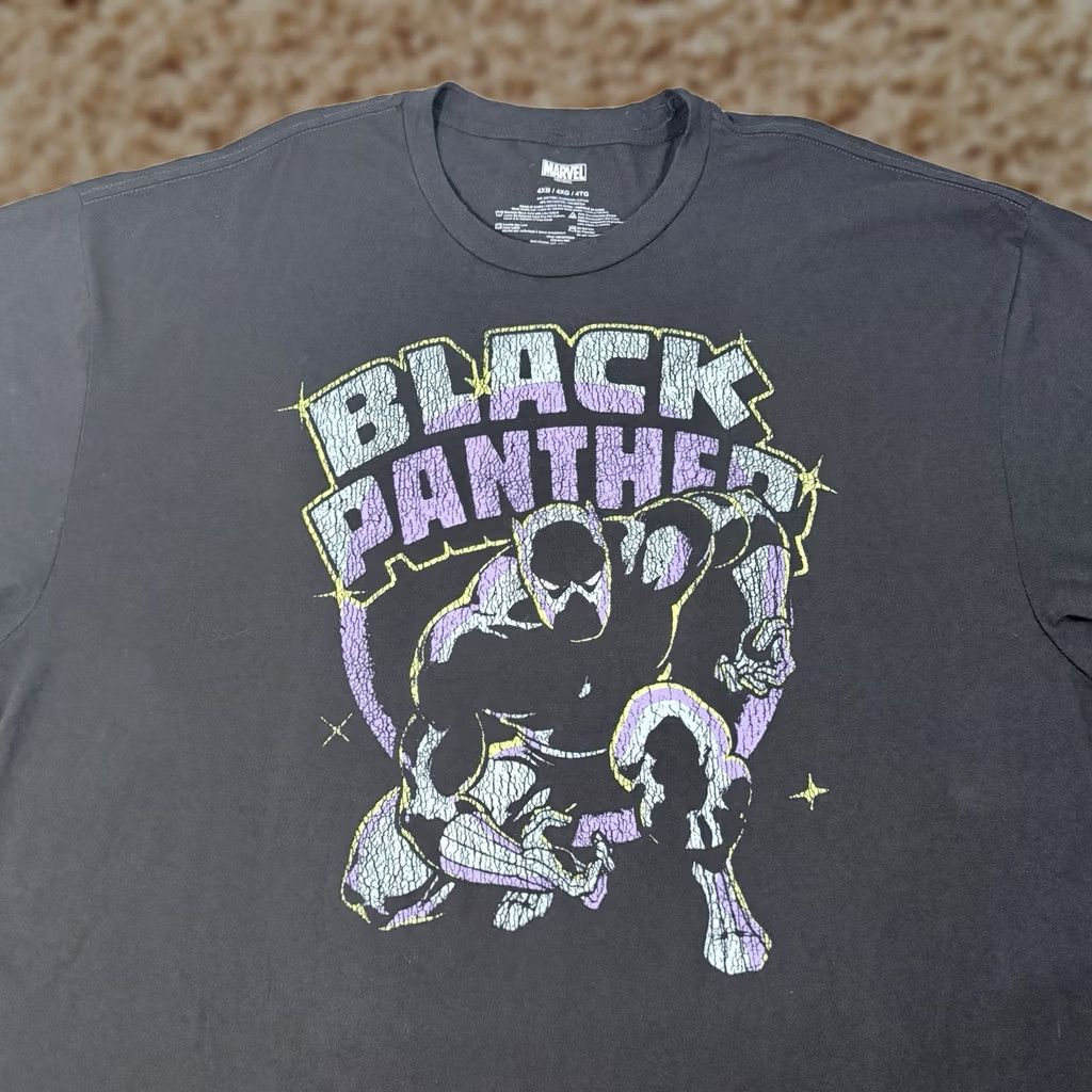 Mad Engine Mad Engine Black Panther Graphic Print Pullover T-Shirt Men 4XB/4XG/4TG Black Shirt Short Sleeve Crew Neck 80s 90s College Geek Retro USA Mens Size US XXL / EU 58 / 5 - 1 Thumbnail