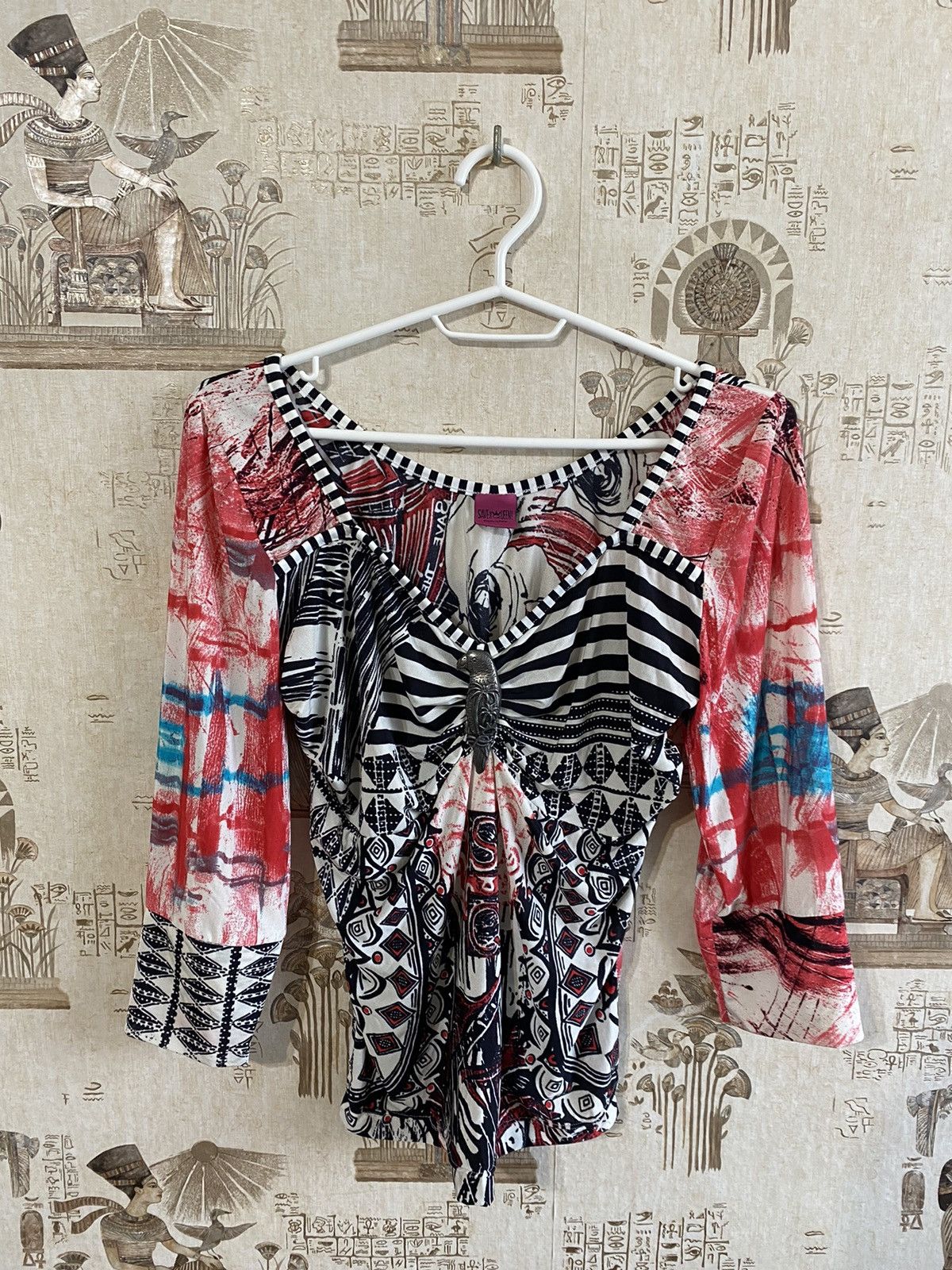 Other Save The Queen Blouse 3/4 Sleeve All Over Graphic Print Size XL / US 12-14 / IT 48-50 - 6 Thumbnail