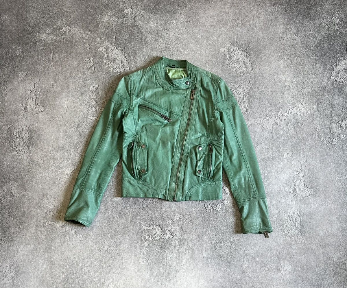 Leather 90s Retro S/size leather biker zip jacket Avantgarde Y2K Size S / US 4 / IT 40 - 9 Thumbnail