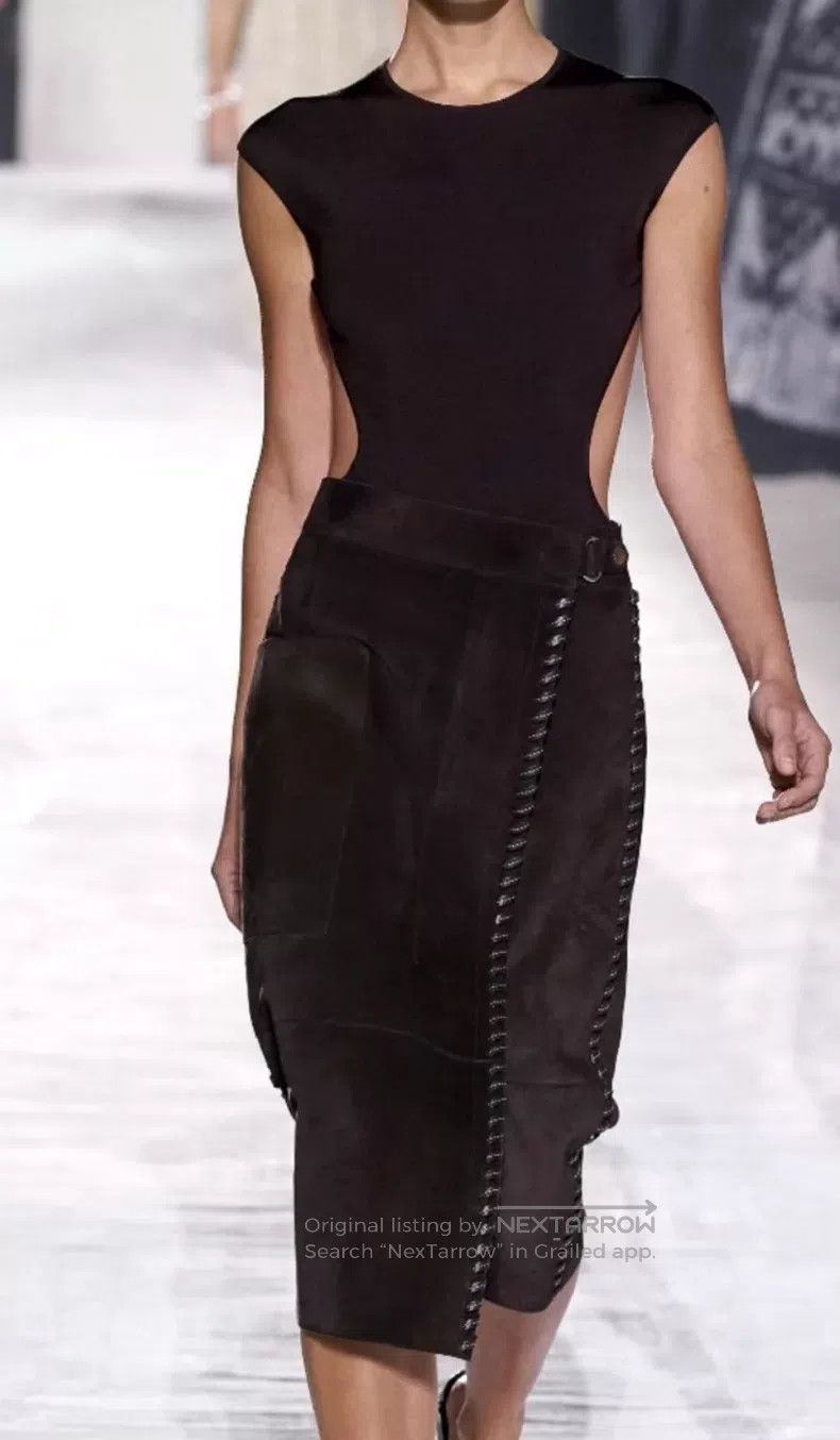 Hermes Hermes Brown Suede and Leather Weaving Skirt Size 42" / US 20 - 8 Thumbnail