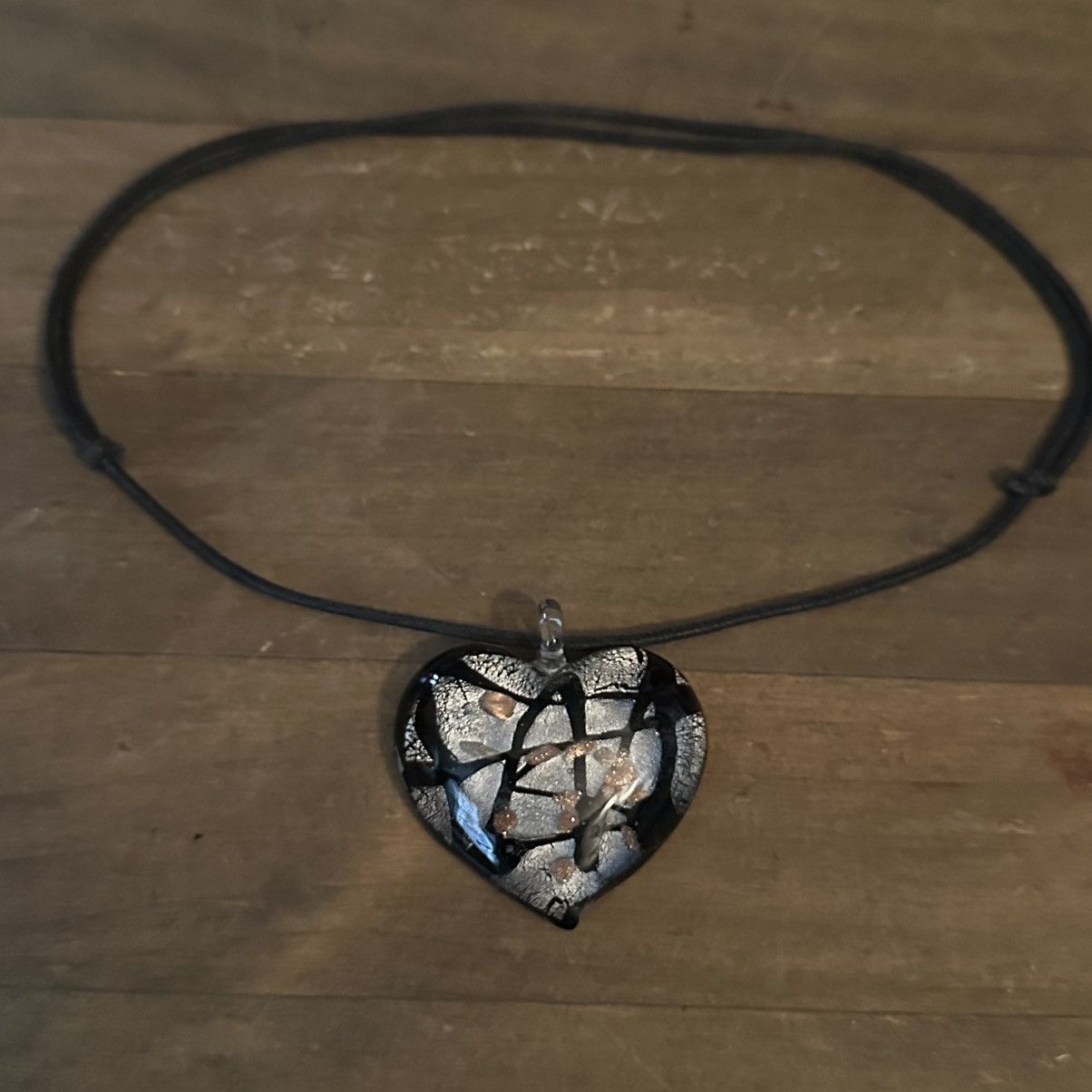 Vintage Vintage Murano glass heart pendant cord necklace Size ONE SIZE - 2 Thumbnail