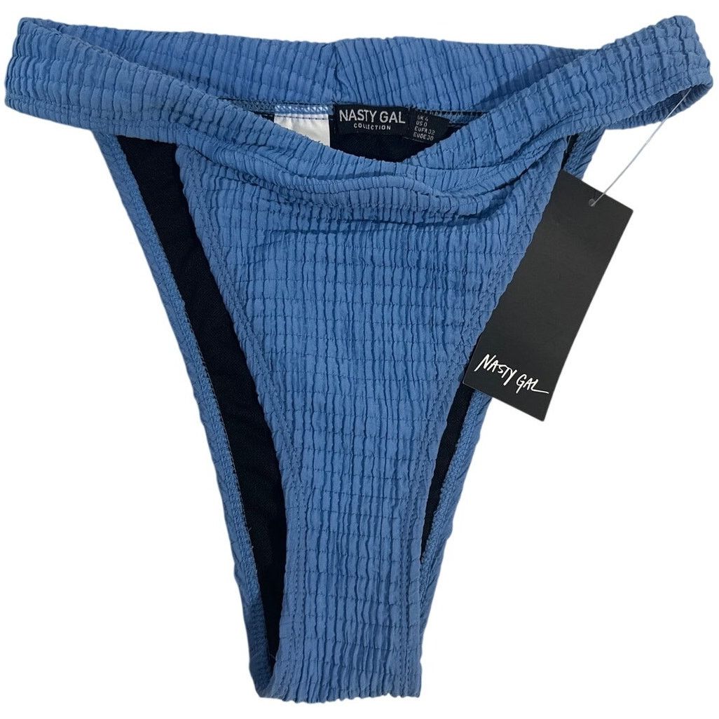 Nasty Gal NastyGal Crinkle High Waisted Bikini Bottom Blue Sz 0 NWT Size ONE SIZE - 1 Thumbnail