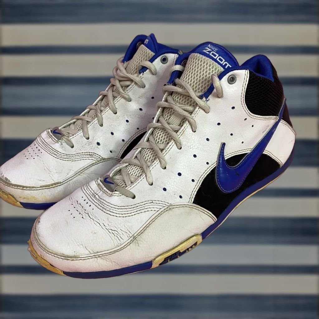 Nike Air Zoom Basketball Sneakers Mens Size 11 US White Blue 318199-141 Nike Brand Sneaker Mens Size 11 US White Blue