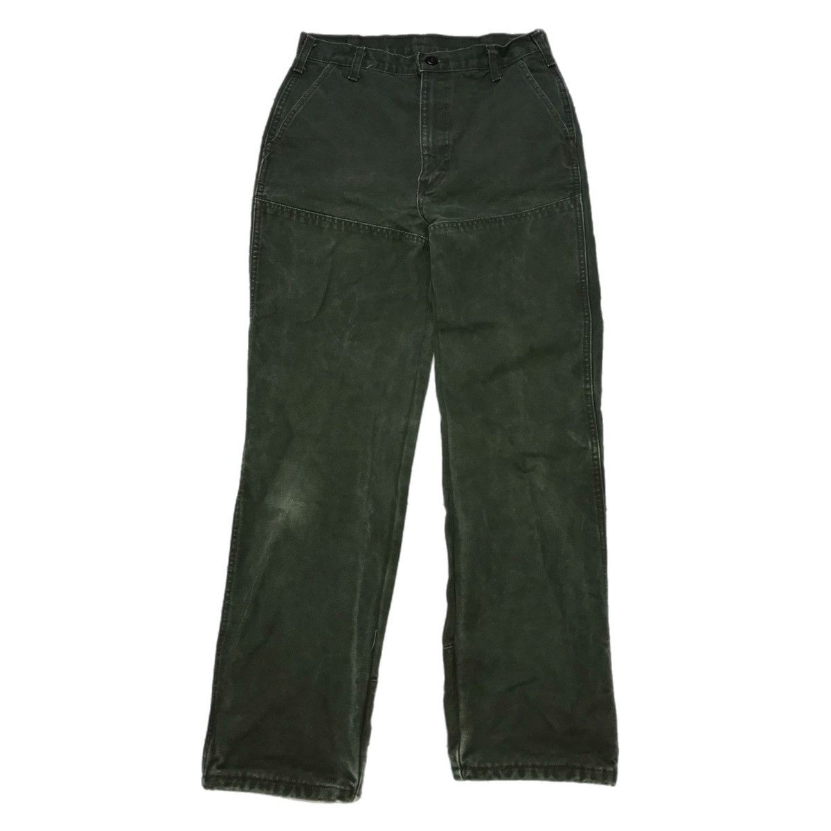 Vintage Green Duck Canvas Double Knee Uniform Pants