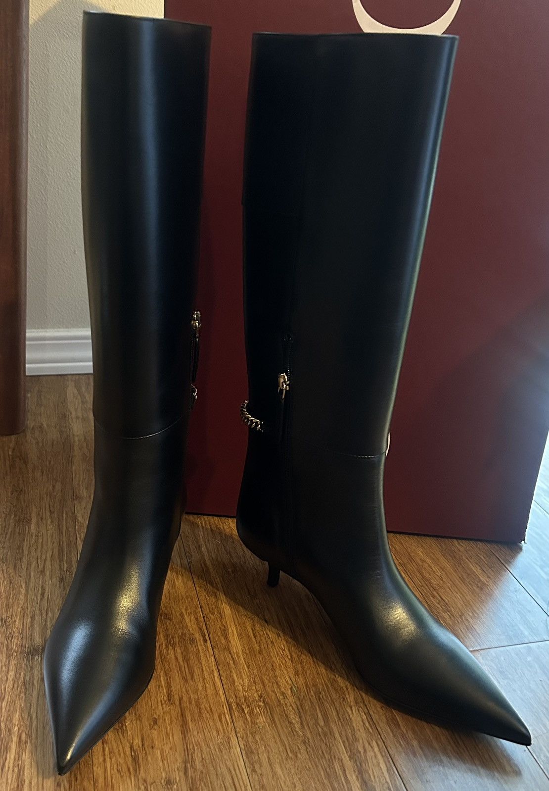 Gucci Gucci Signoria Black Leather Knee-High Boots 4.5cm Size US 7.5 / IT 37.5 - 6 Thumbnail