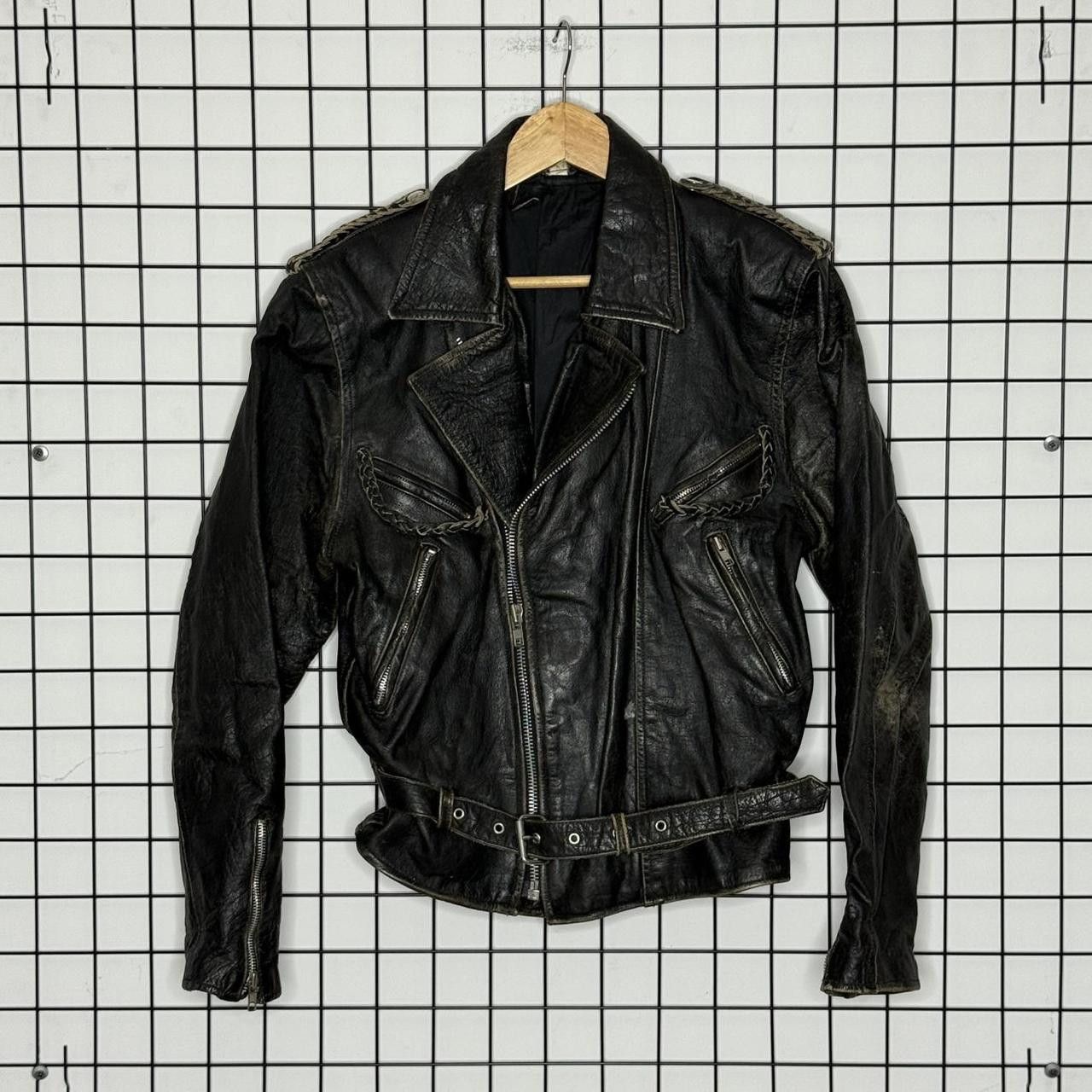Vintage Vintage Biker Jacket Black Real Leather Faded Size US M / EU 48-50 / 2 - 4 Thumbnail