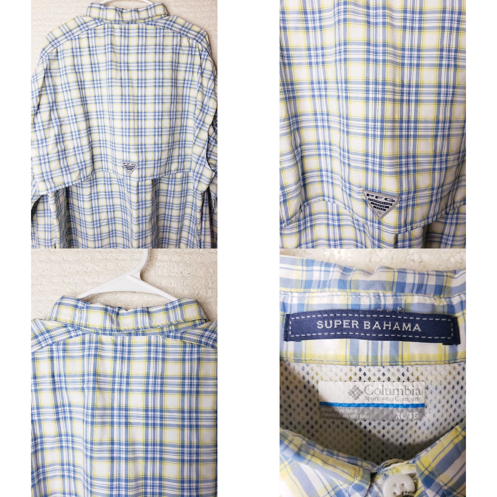 Vintage VINTAGE COLUMBIA PFG Shirt Mens XL Blue Yellow Plaid Long Sleeve OMNI-SHADE Size US XL / EU 56 / 4 - 8 Thumbnail
