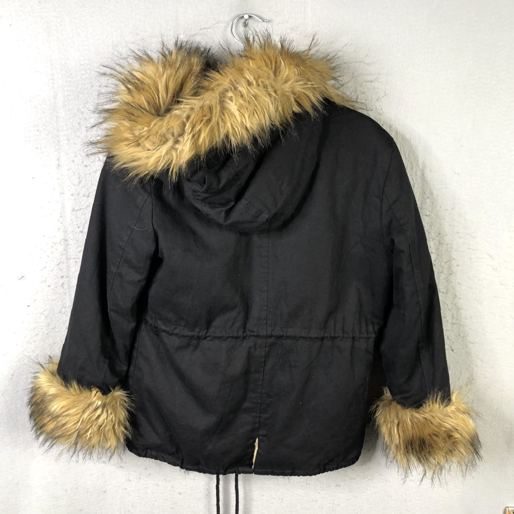 Vintage VINTAGE Roiii Jacket Womens Medium Black Faux Fur Hood Cuffs Lined Parka Penny Lane Y2K Size M / US 6-8 / IT 42-44 - 2 Thumbnail