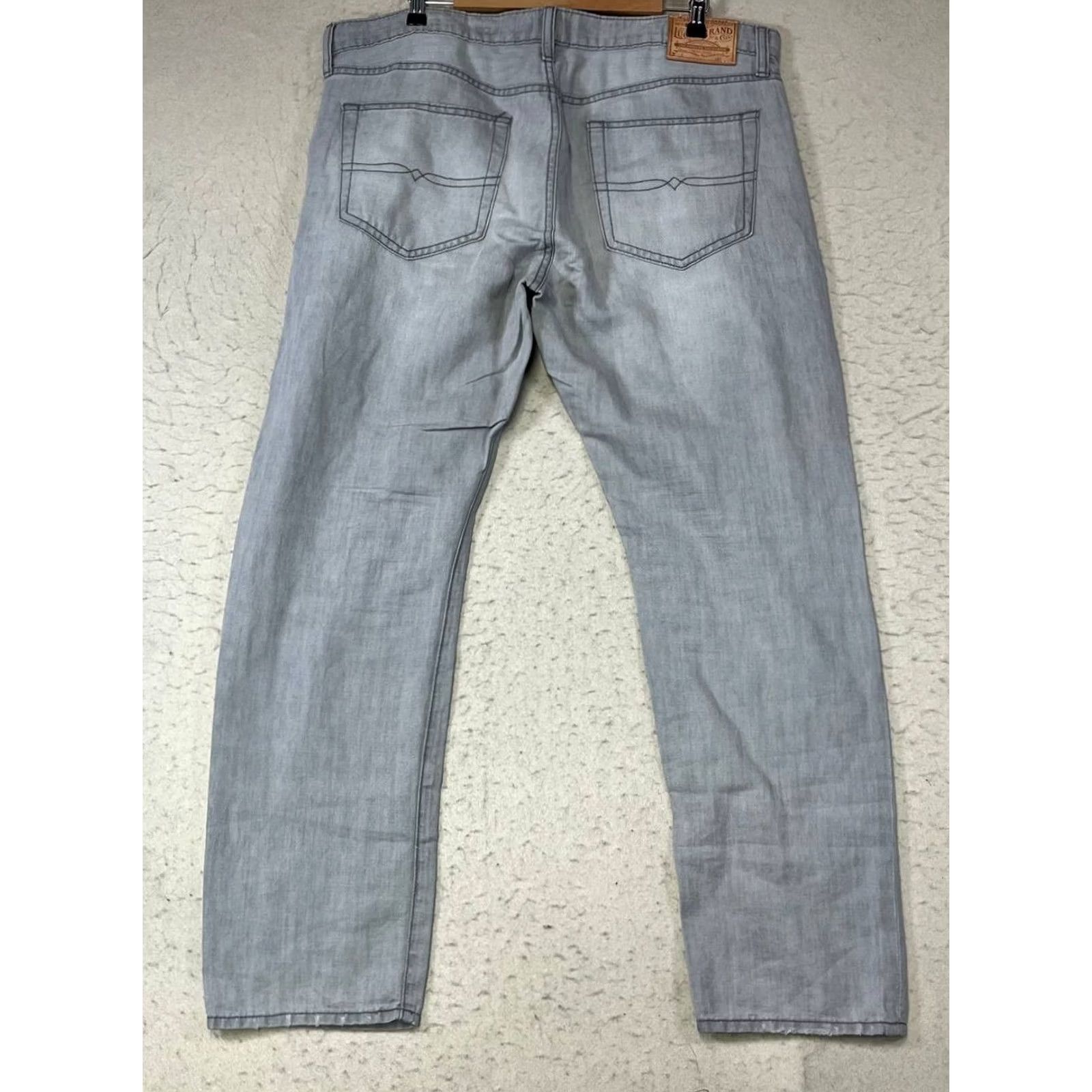Lucky Brand Lucky Brand Mens Jeans Straight Slim Light Gray 36x30 Denim Cotton Spandex Regular Inseam 30in Mens Size US 36 / EU 52 - 2 Thumbnail